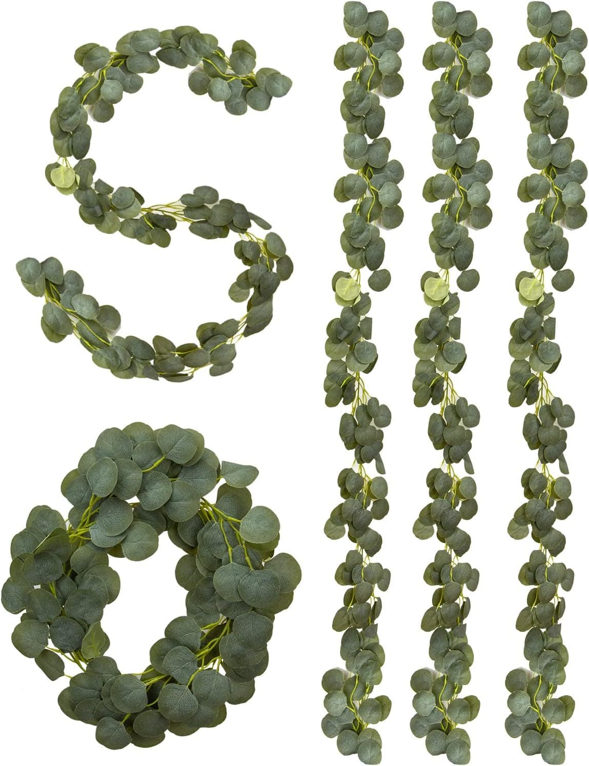 Ferryue 18FT Artificial Eucalyptus Garland Greenery Eucalyptus Vines Faux Silver Dollar Eucalyptus Strands for Mantle Table Wedding Party Garden Decoration,3 Pack