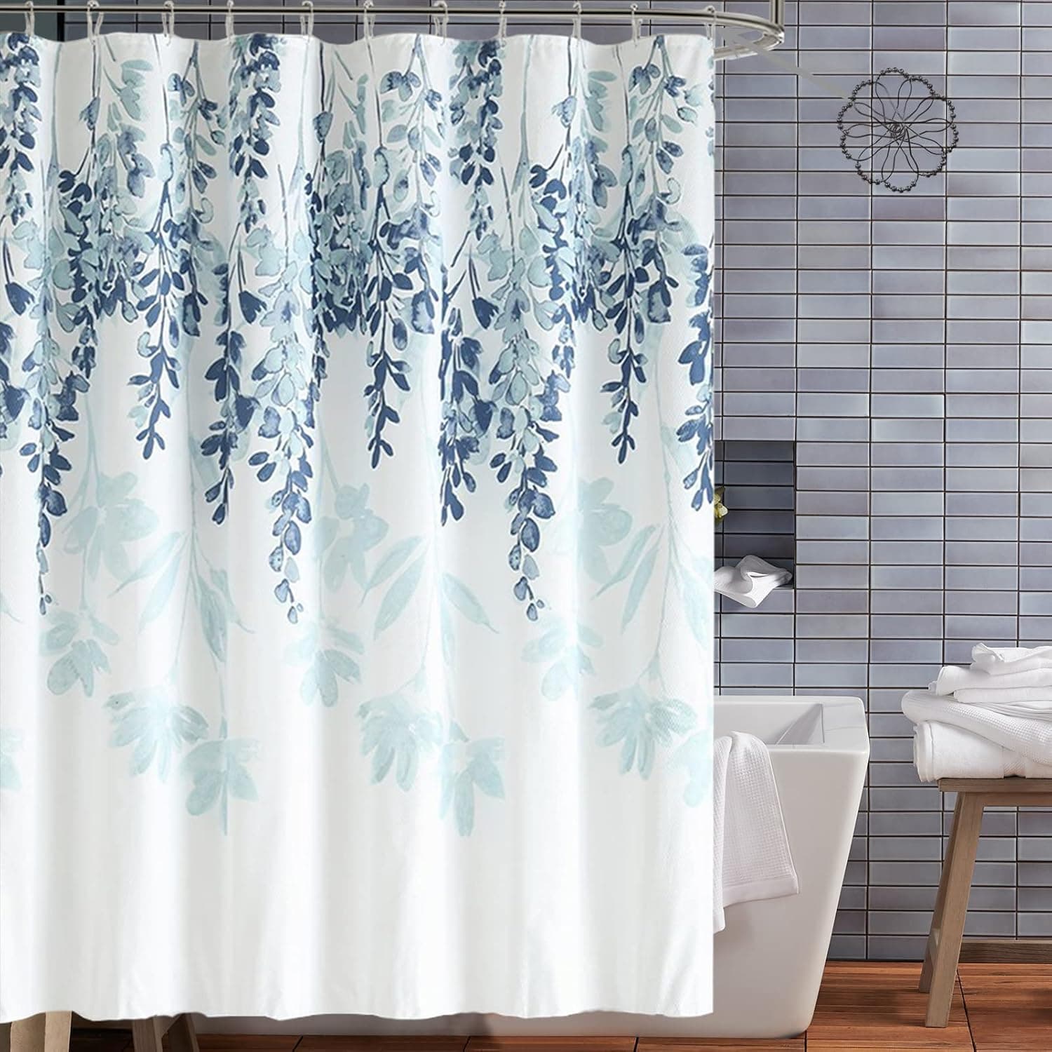 EYITUPC Spring Plant Shower Curtains for Bathroom, Waterproof, Weighted Hem, Washable, 100% Polyester Shower Curtain with 12 Hooks