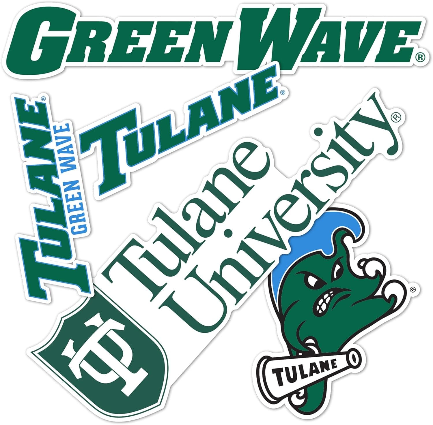 Tulane University Sticker Green Wave Stickers Vinyl Decals Laptop Water Bottle Car Scrapbook T2 (Type 2)