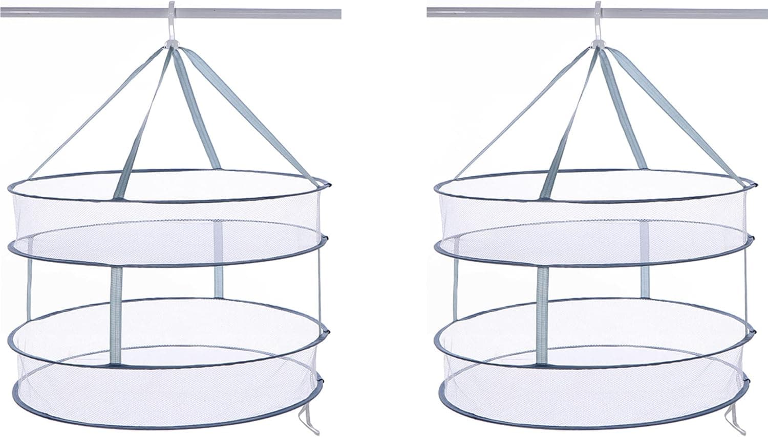NONGSHAR Sweater Hanging Dryer, 2 Tier Folding Drying Rack, Lay Flat to Dry Mesh Clothes Hanger for Sweater, Delicates and Swimsuit, Outdoor, Indoor, Potable (2 Tier-2 Pack, Grey)