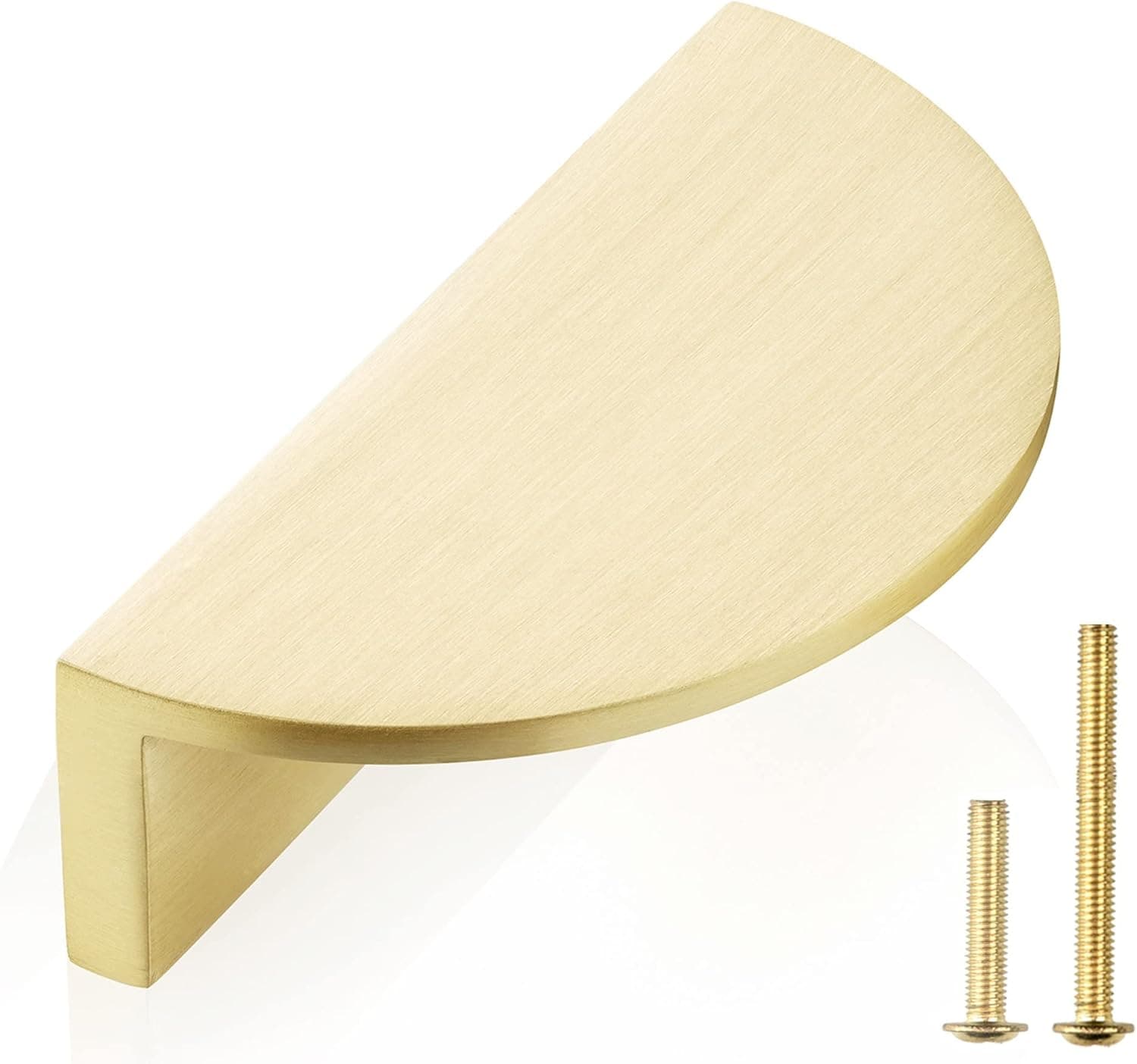 QOGRISUN 2-Pack Solid Brass Half Moon Cabinet Pulls, Gold Drawer Dresser Handles, Copper Kitchen Hardware, 2-1/2-Inch Hole Center, 3-7/8-Inch Overall Length, Brushed Finish