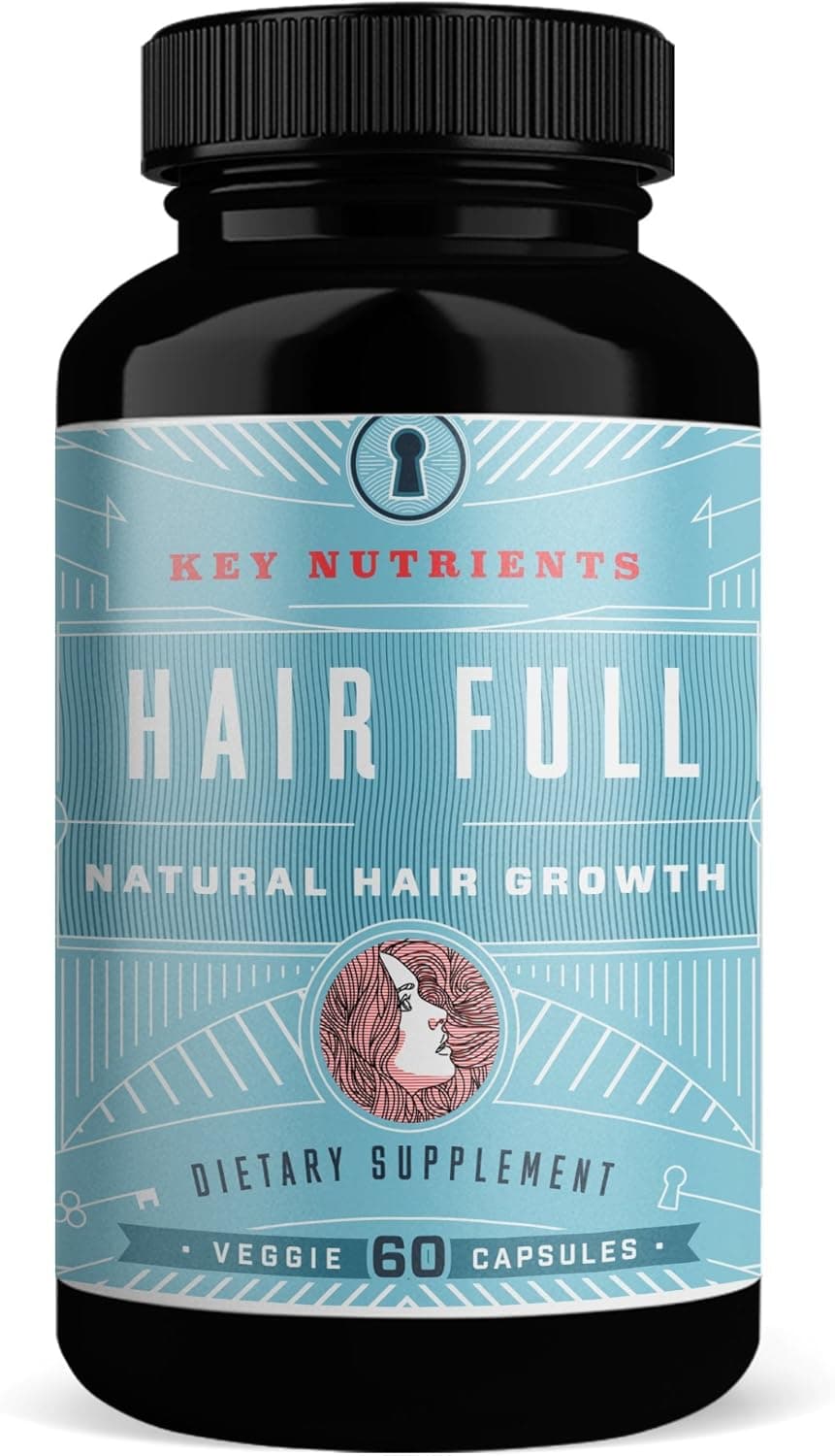 KEY NUTRIENTS Hair Full - Vitamins for Hair Growth + Thicker & Stronger Hair, Better Skin & Nails with Biotin, Keratin, Bamboo Extract, Gingko Bilboa for Women & Men - 60 Hair Pills Supplement Supply