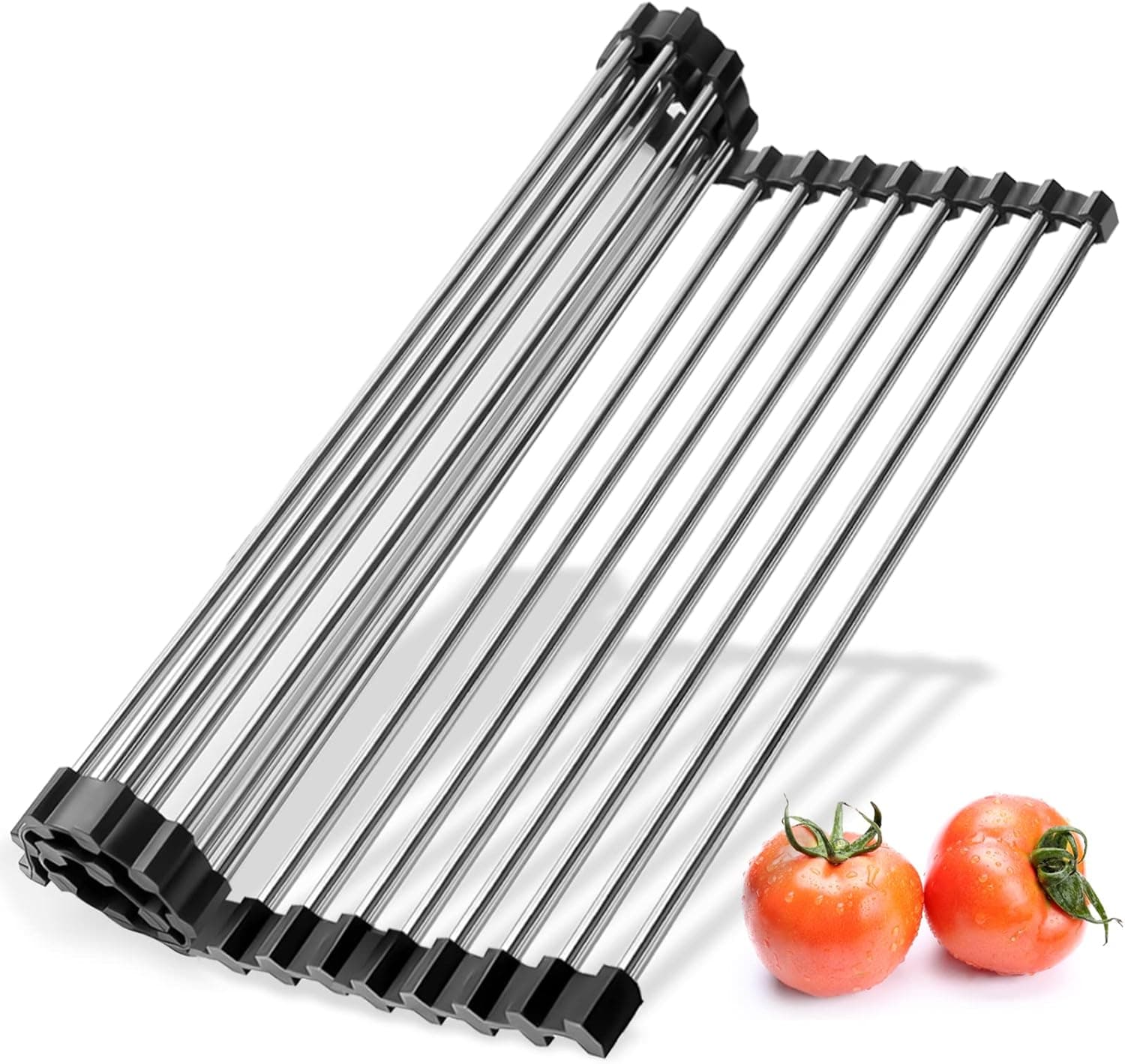 C CELAINER 16.9''x13.7'' Dish Drying Rack for Kitchen Sink Counter, Over The Sink Dish Drying Rack Kitchen Dish Rack, Stainless Steel Sink Drying Rack, Foldable Dish Drainer for Vegetable, Fruit, Cup