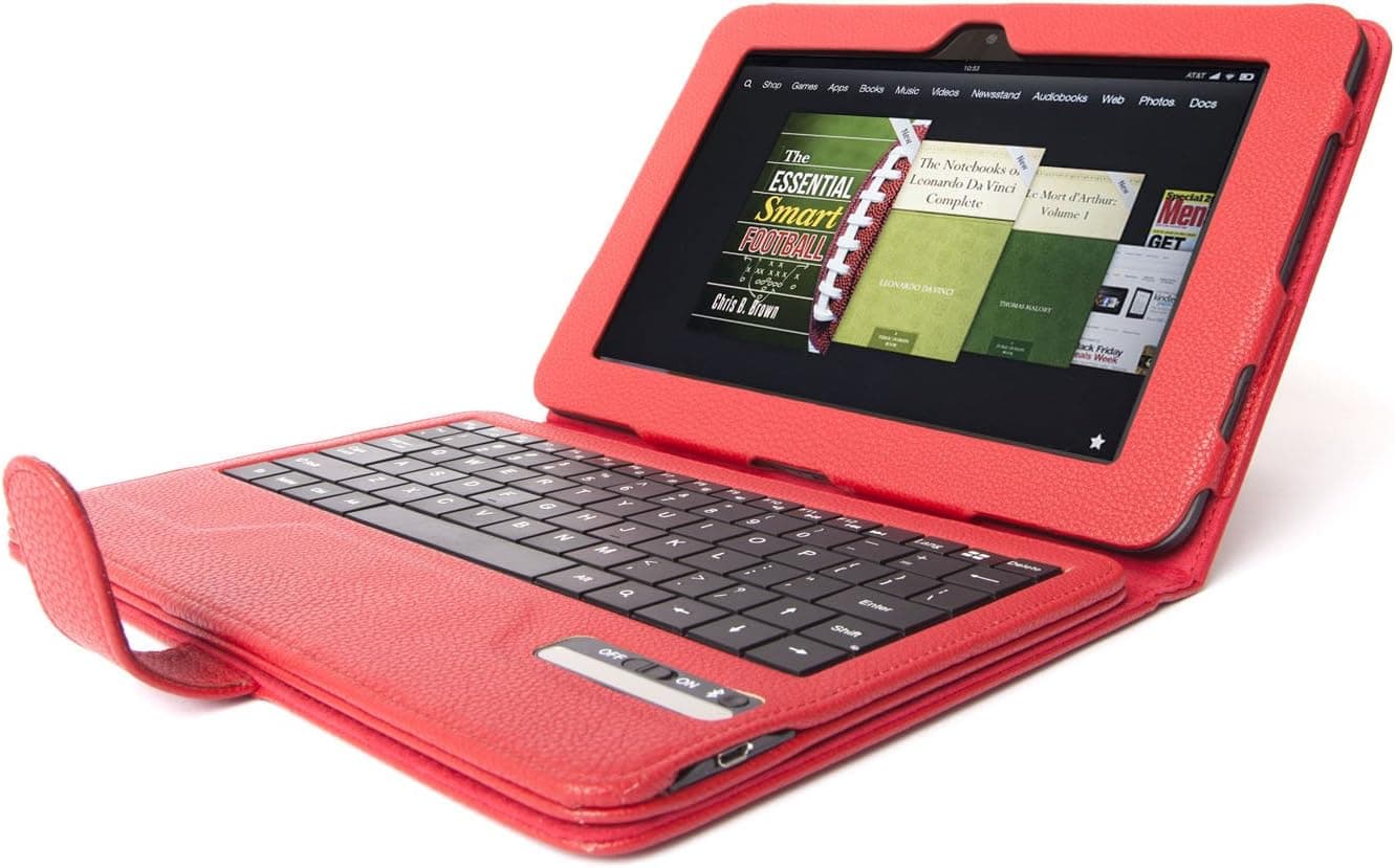 Poetic KeyBook Bluetooth Keyboard Case for Kindle Fire HD 8.9 Red(Auto Sleep/Wake Function)(3 Year Manufacturer Warranty From Poetic)