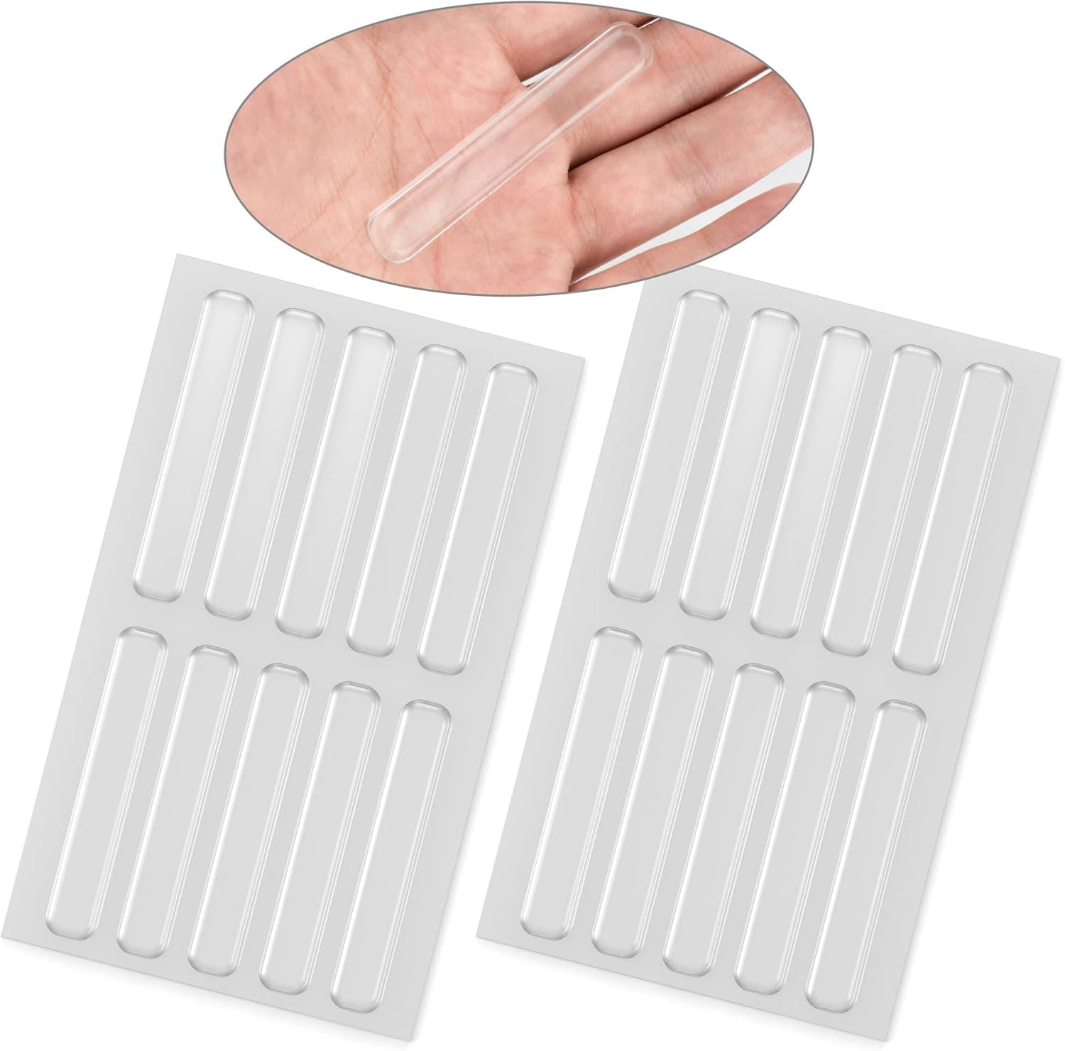 Macood Furniture Pads Kitchen Cabinets Door Silicone Bumpers Ultra-Quiet Anti-Collision Non-Slip for Drawers, Cupboard, Glassware, Refrigerator, Keyboard - Transparent, Square, 20 PCS