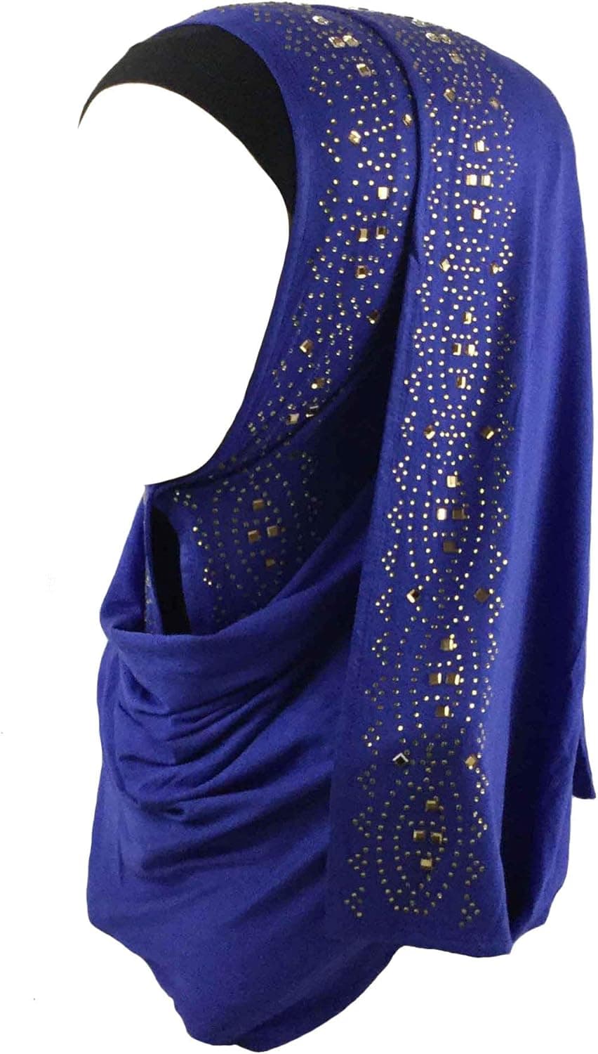 Cotton Jersey Hijab Scarf Wrap Glittering Rhinestones Scarf for Women