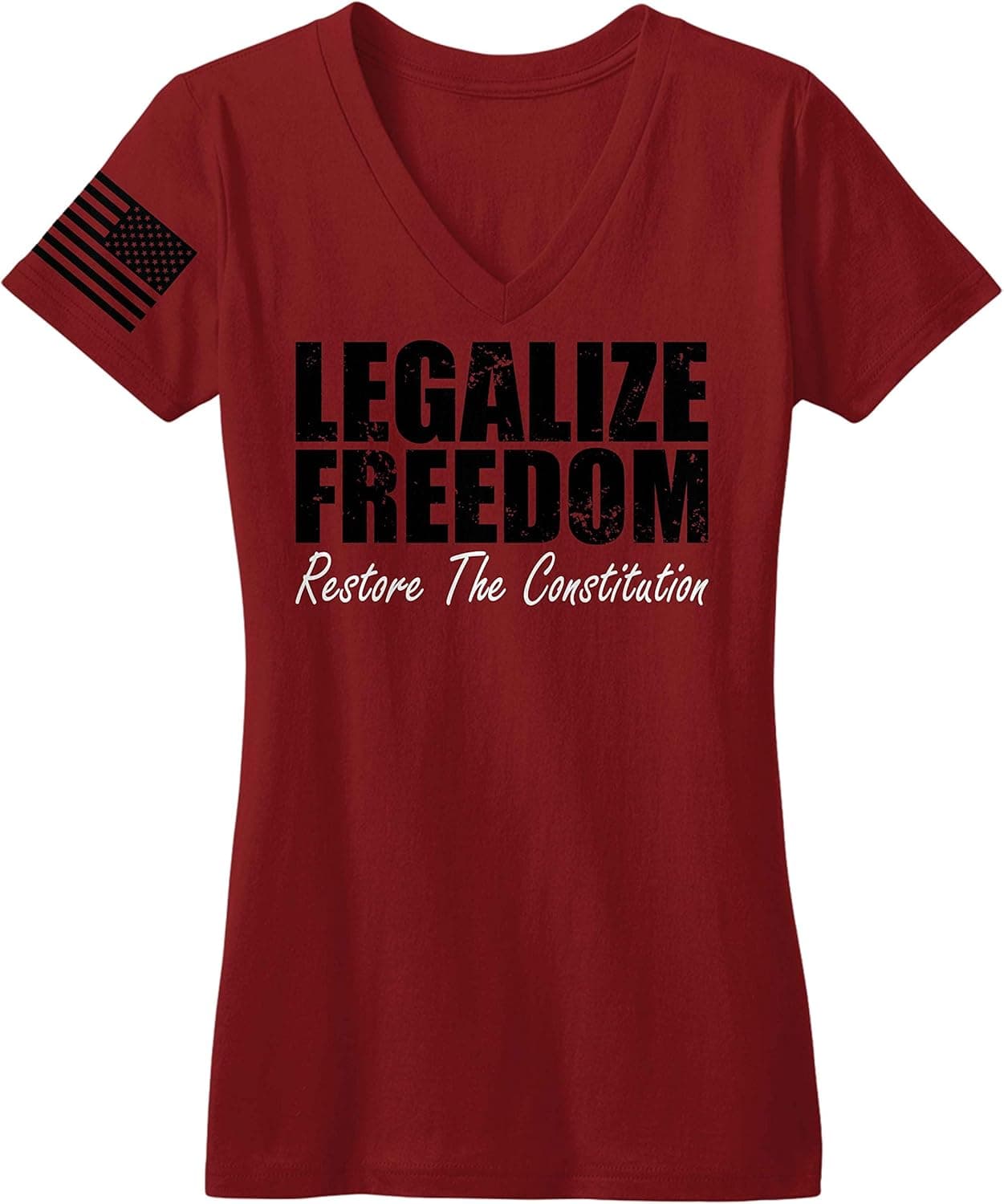 Bang Bang Apparel Women's Legalize Freedom, Restore The Constitution V-Neck