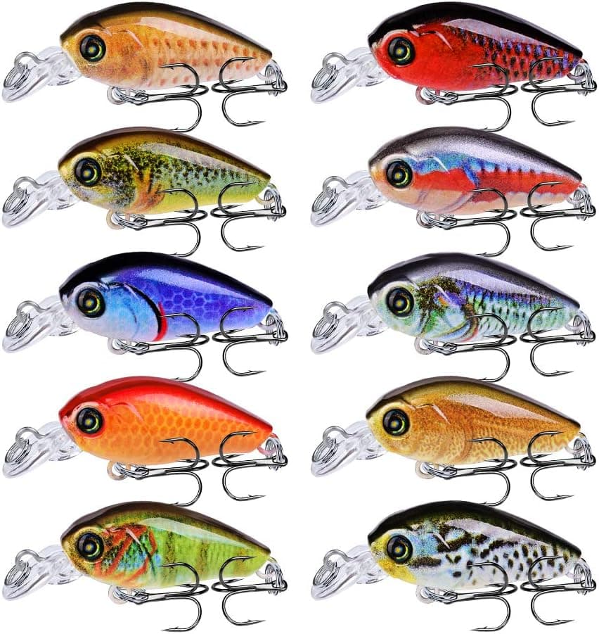 Sunlure Mini Crankbait Fishing Lures Kits Swimbait Wobbler Hard Baits for Bass Trout Pike Freshwater and Saltwater 10pc-20pc/pack