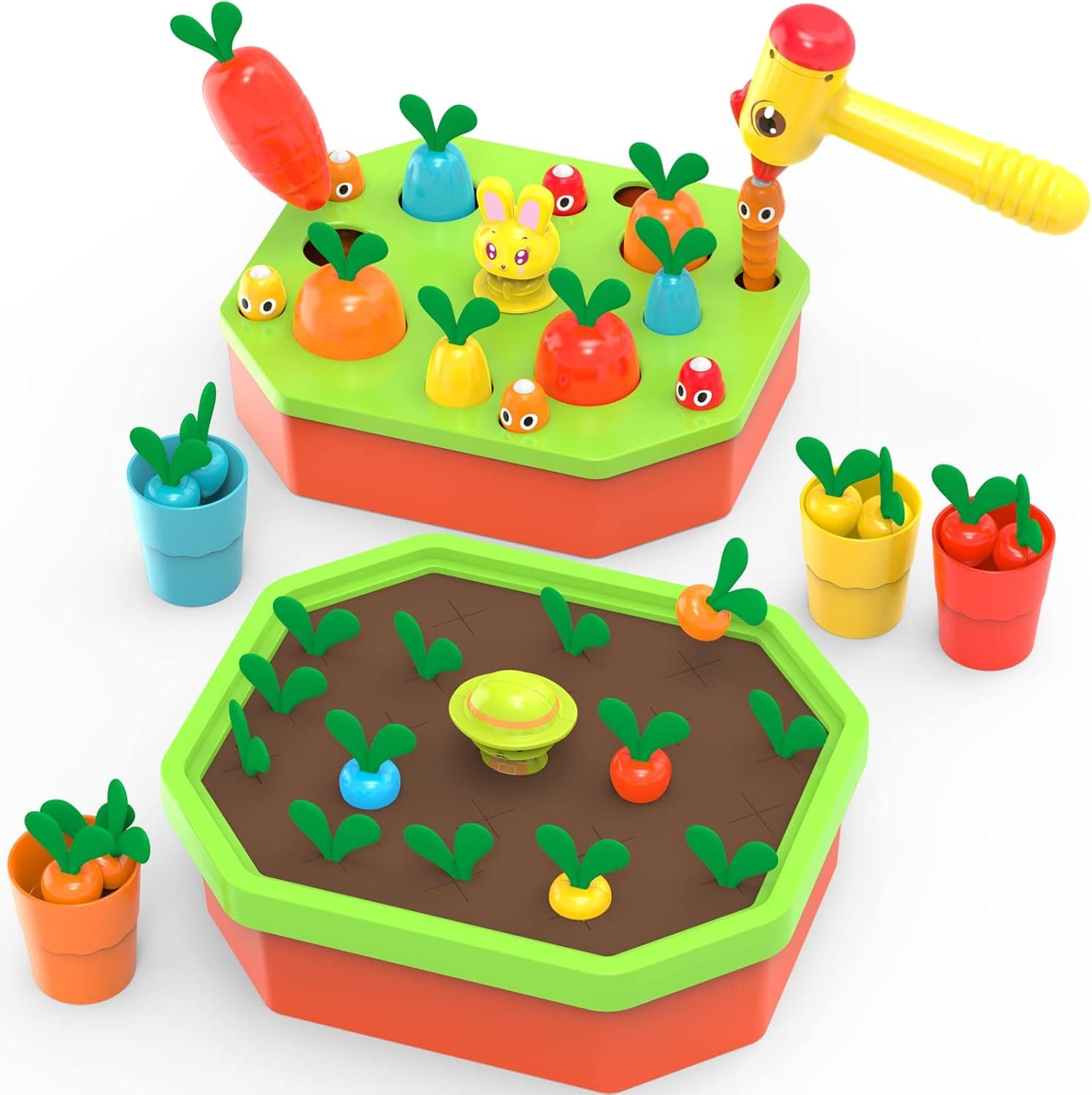 Montessori Carrot Toys for 18 Months 2 3 4 Year Old Baby Boys Girls, Sensory Learning Educational Toddler Activities, Fine Motor Skills Color Sorting, Easter Baby Gifts