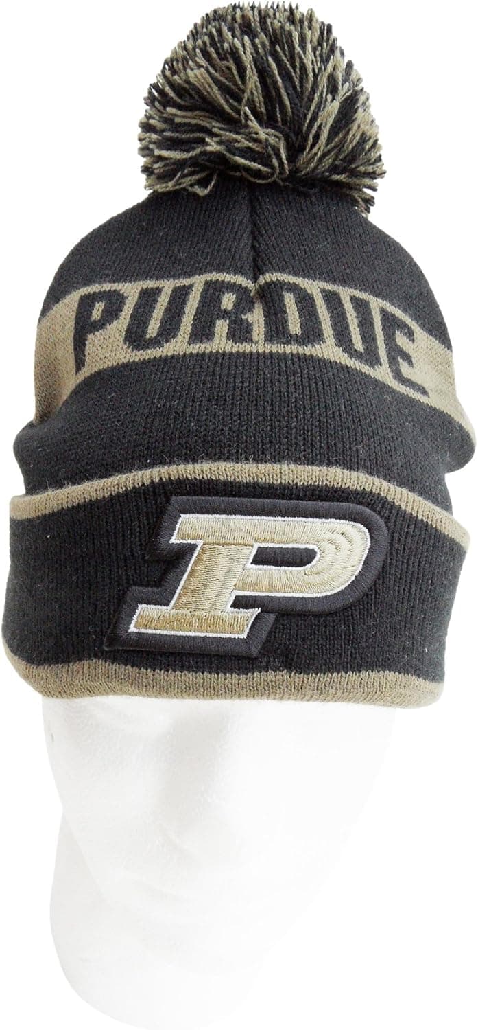 NCAA Purdue Boilermakers Cuffed Pom Pom Knit Hat, One Size, Brown