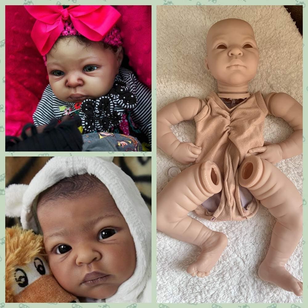 ANANO 22 Inch Unpainted Silicone Reborn Baby Doll Kits with Cloth Body DIY Your Own Newborn Baby Doll Girl Accessories Blank Reborn Kits