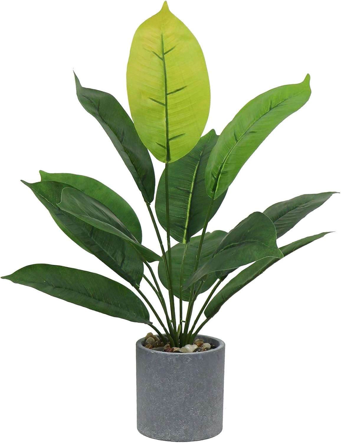 Beebel Artificial Plant Potted 17.5" Green Eucalyptus Leaf Faux Plants in Pot for Desk Office Greenery and Room Decor 12 Leaves