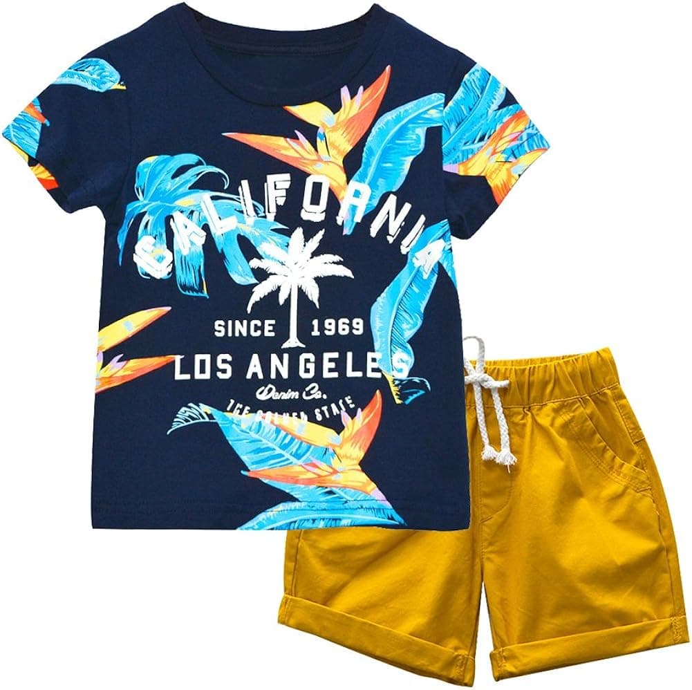 KISBINI Boys California Summer Clothes Set T Shirt and Short
