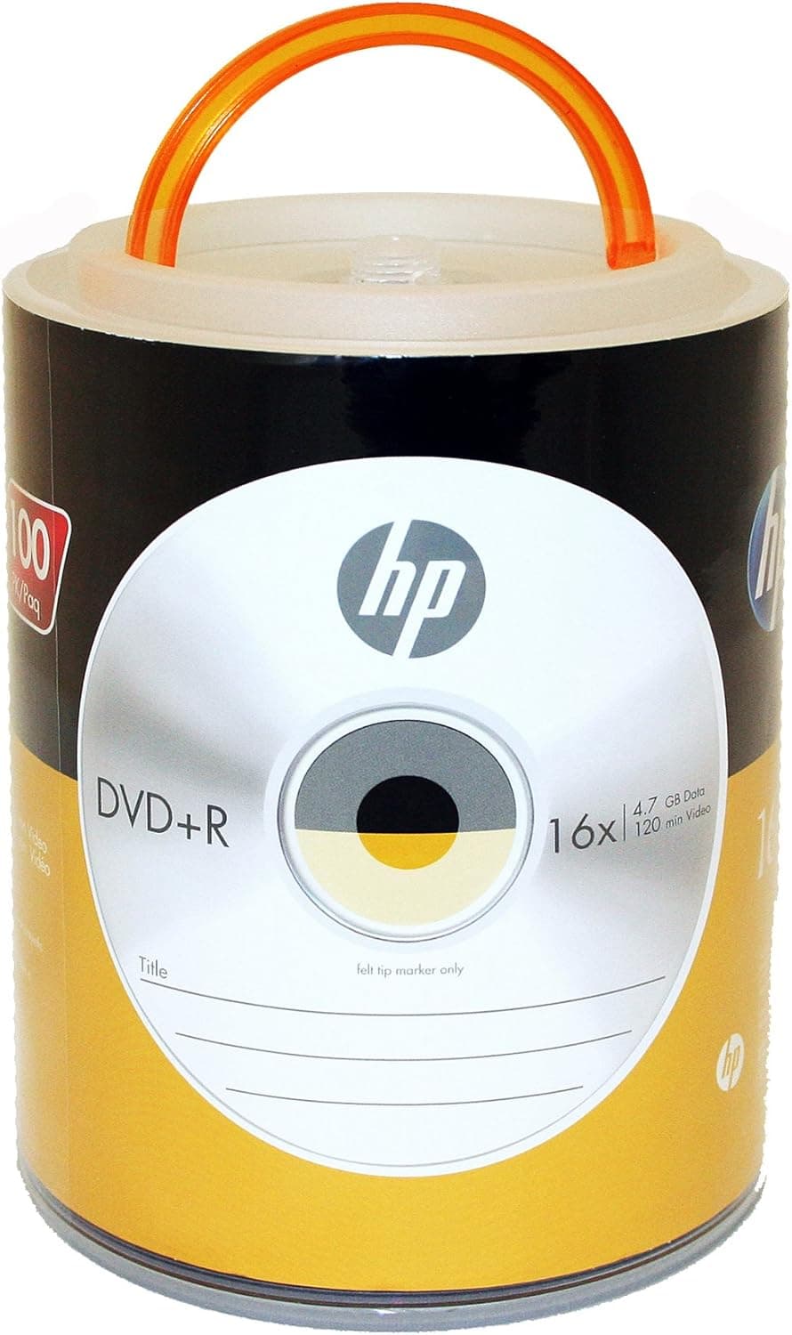 HP DVD+R 16X 4.7GB 100PK Spindle with Handle