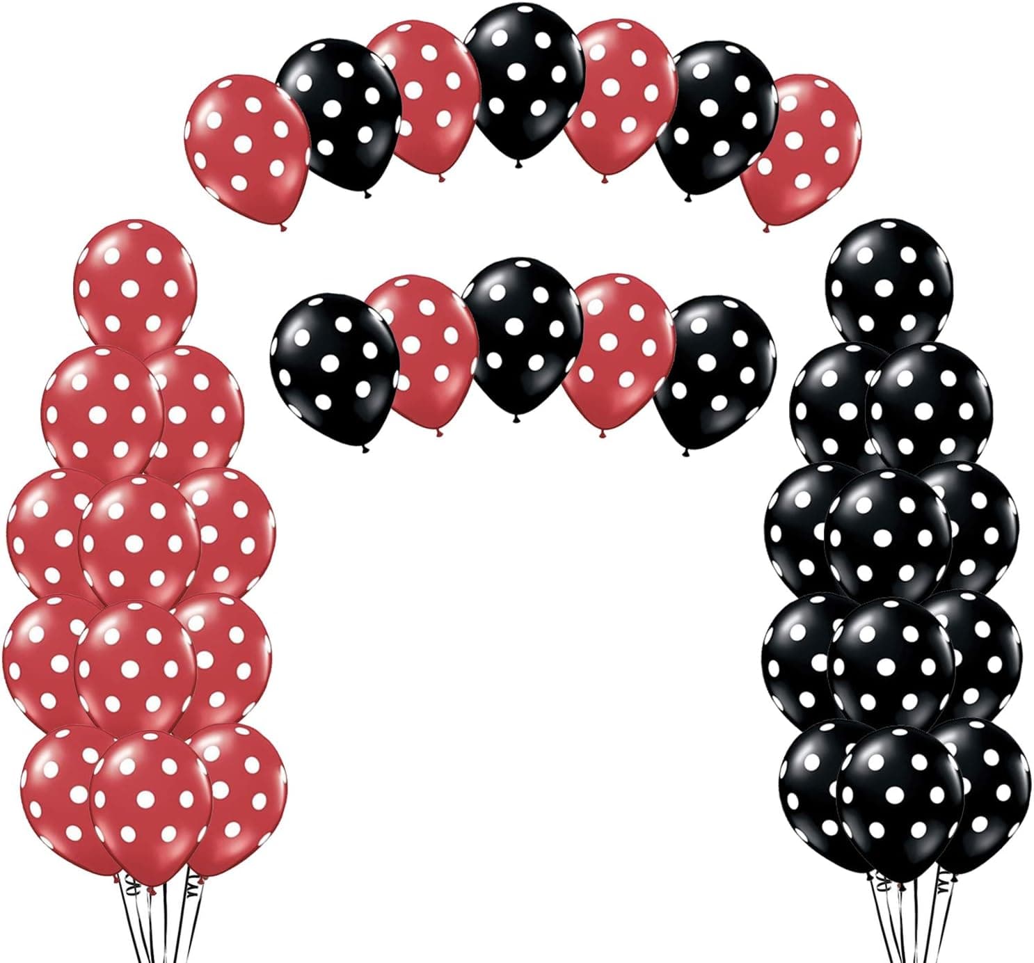 Red and Black Polka Dot Balloons – Pack of 36 | 12 Inch Black and Red Polka Balloons | Great for Red and Black Themed Party Balloons | Polka Dot Balloons Red and Black for Birthday Decorations