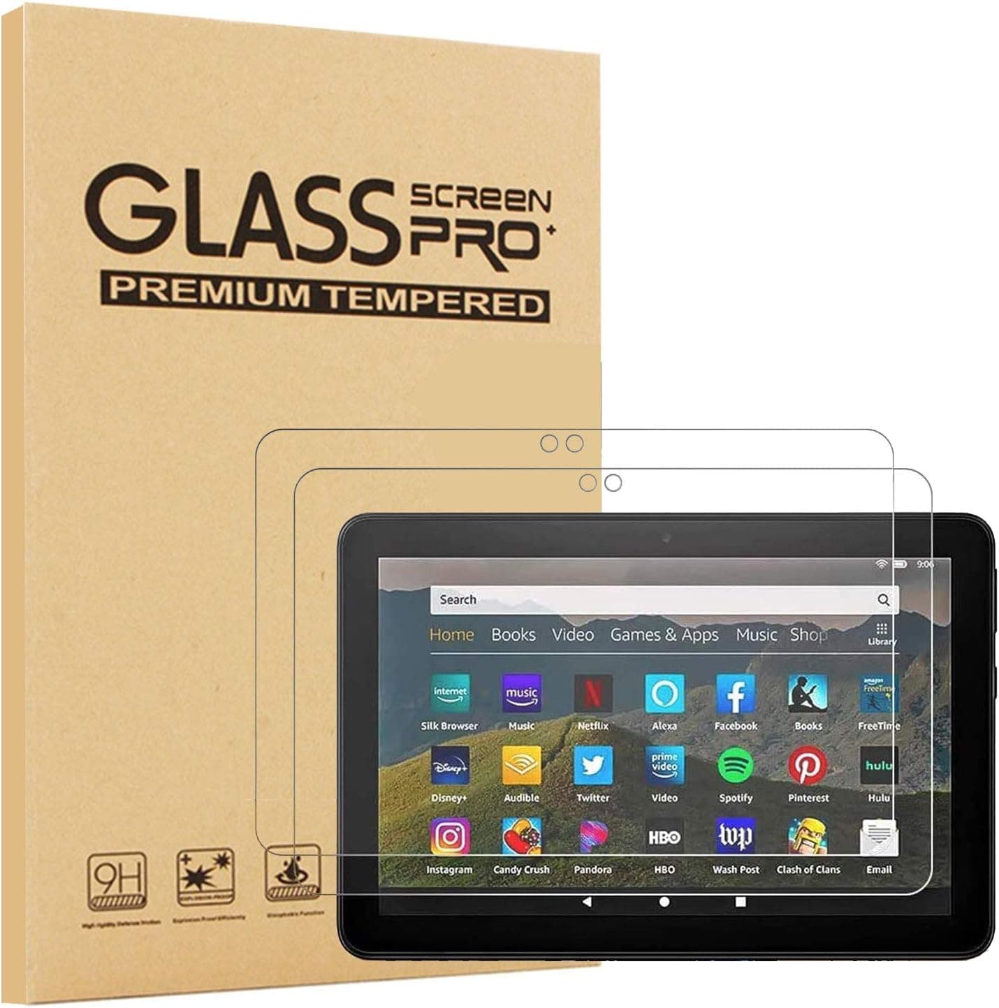 [2-Pack] EpicGadget Glass Screen Protector for All-New Fire HD 8 / Fire HD 8 Plus/Fire HD 8 Kids 12th/10th Generation (2022/2020 Release) - Tempered Glass Film/High Definition / 9H Hardness