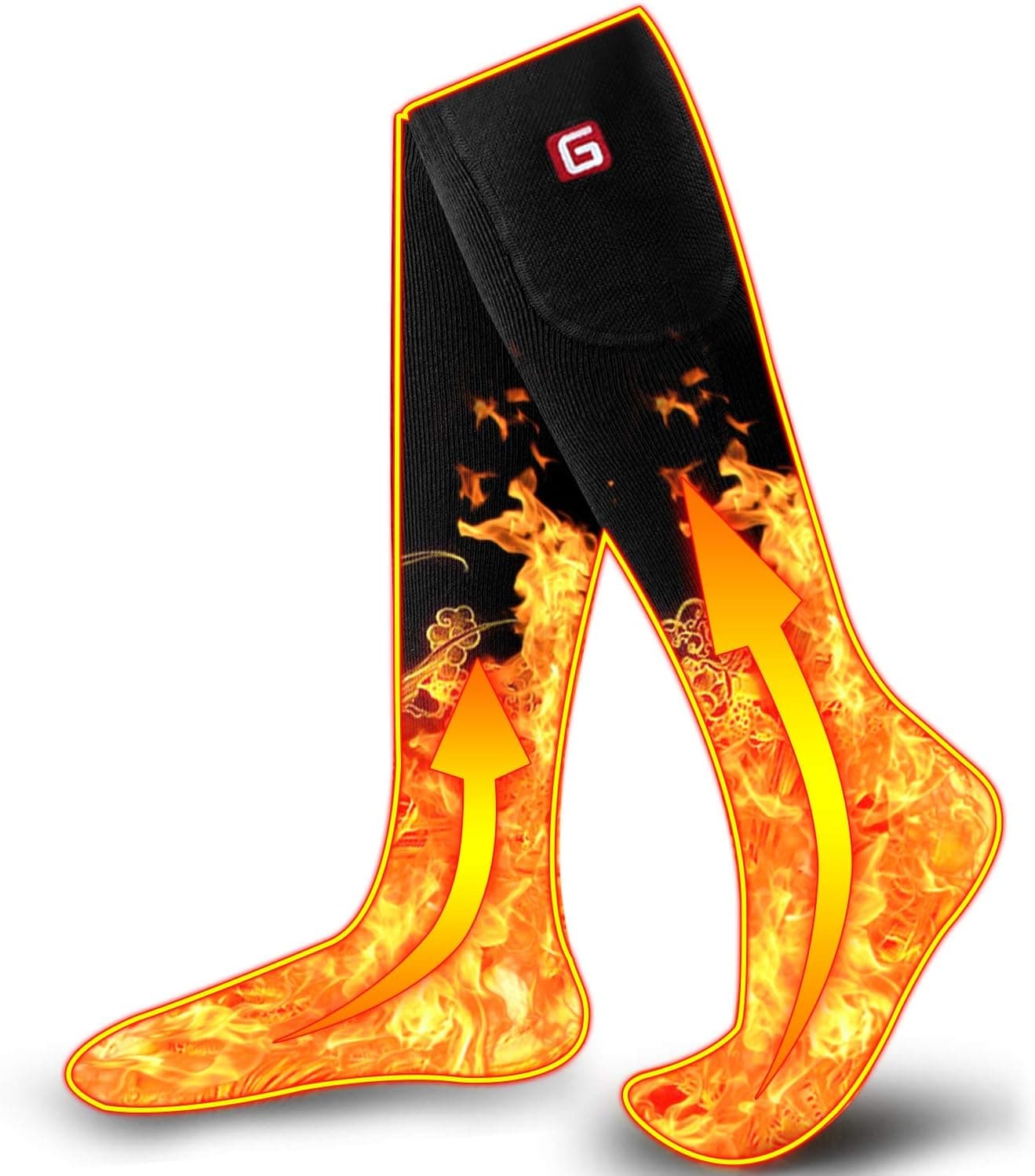 Autocastle Battery Heated Socks Electric Rechargeable Heating Sox Kit for Men Women,Winter Warm Heat Insulated Stockings for Chronically Cold Feet,Novelty Climb Hike Hunt Bike Thermo Foot Warmer