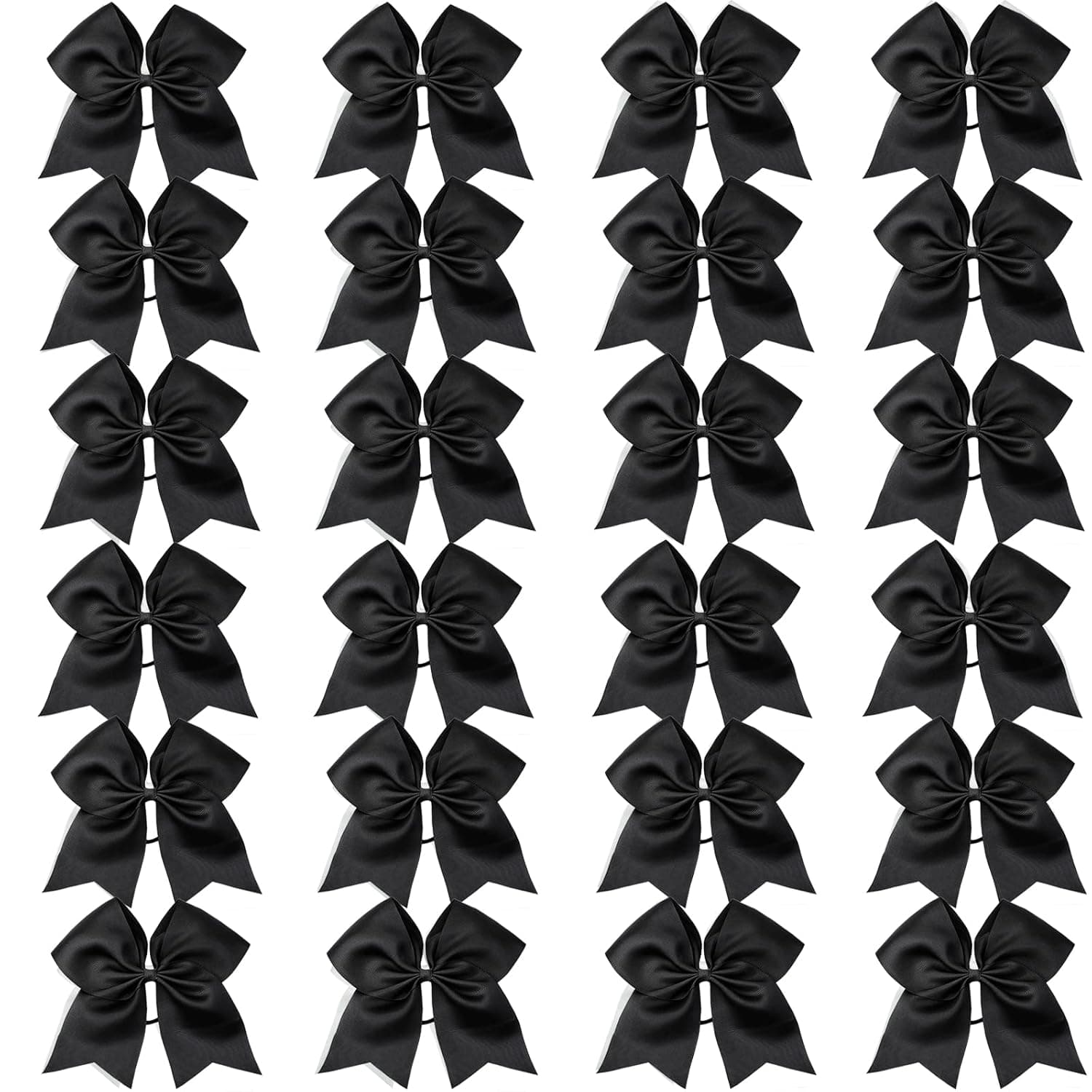 24 Packs 8 Inch Jumbo Cheer Bows Large Cheerleading Bows Ponytail Holder Elastic Band Handmade for Cheerleading Teen Girls College Sports (Black)
