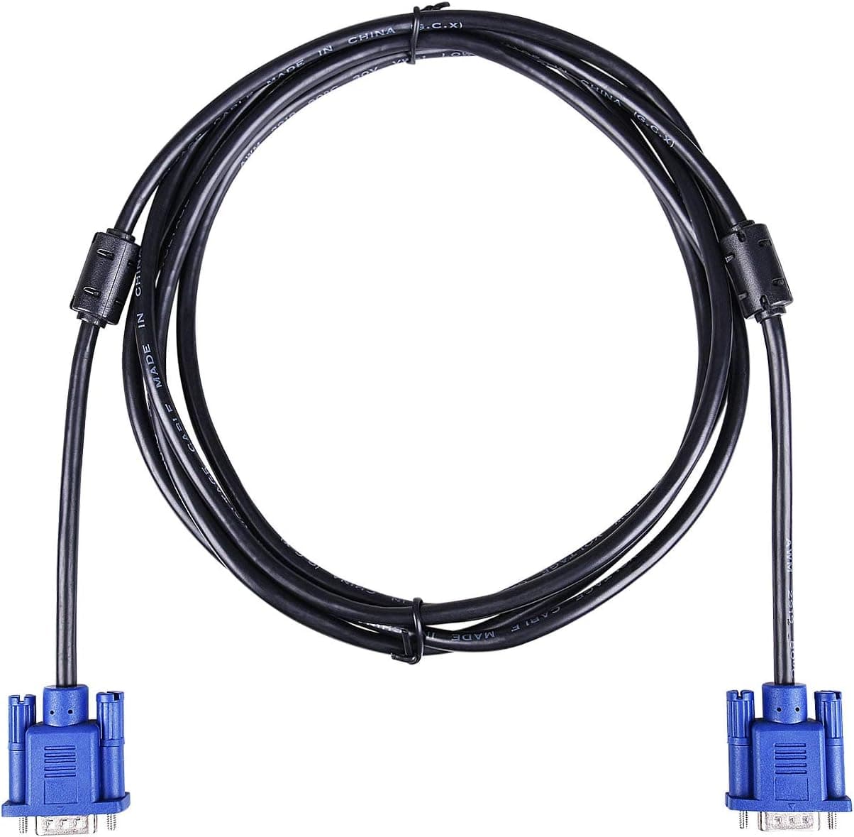 VGA-to-VGA Cable Male to Male, Standard 15-Pin Computer Monitor Cable Connectors for Projectors, HDTVs, Displays (9.8ft)
