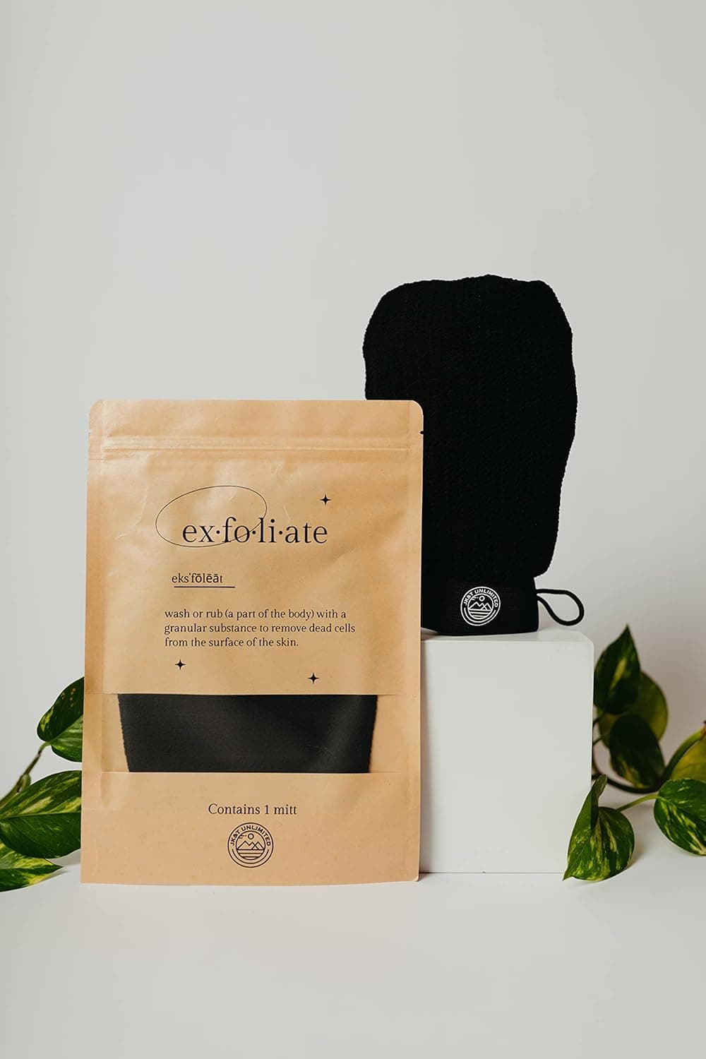 Exfoliating Derma Mitt & Body Glove Exfoliator. A Deep Cleaning Shower Mitt & Body Scrubber, Smooths Skin & Buffs Away Dead Skin Cells., Black