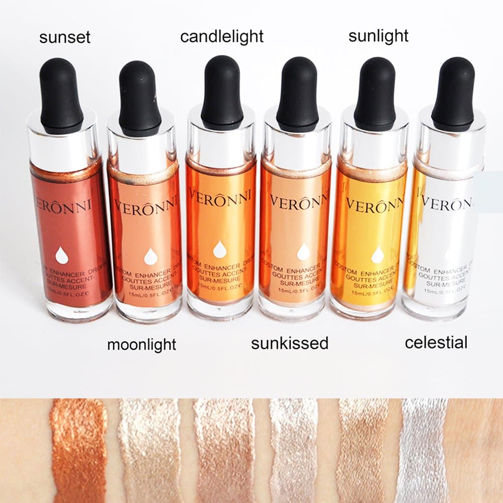 1-3 PC Cover Enhancer Metallic Highlighter Drops-bring a highlighting, strobing, or bronzing effect (3 pc Set1 （Sunset, Moonlight, candlelight）)
