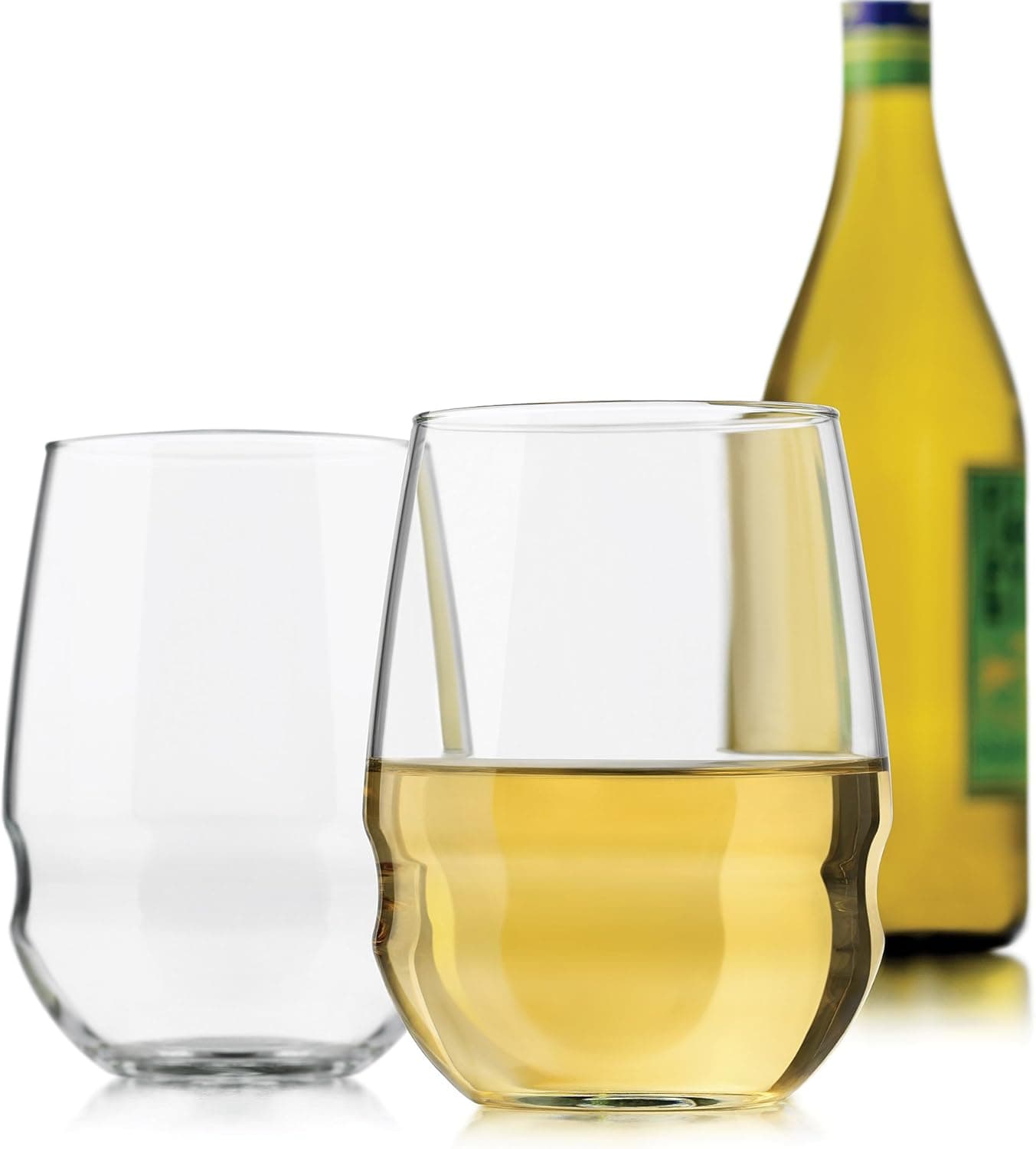 Libbey 4-Piece Passage Stemless White Wine Glasses, 16.75-Ounce, Clear
