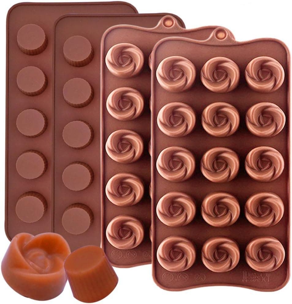 IHUIXINHE Chocolate Silicone Mold, Ideal for Ice Buckets, Chocolate Cubes, Baking, Candy, Soap, Candles, Set of 4