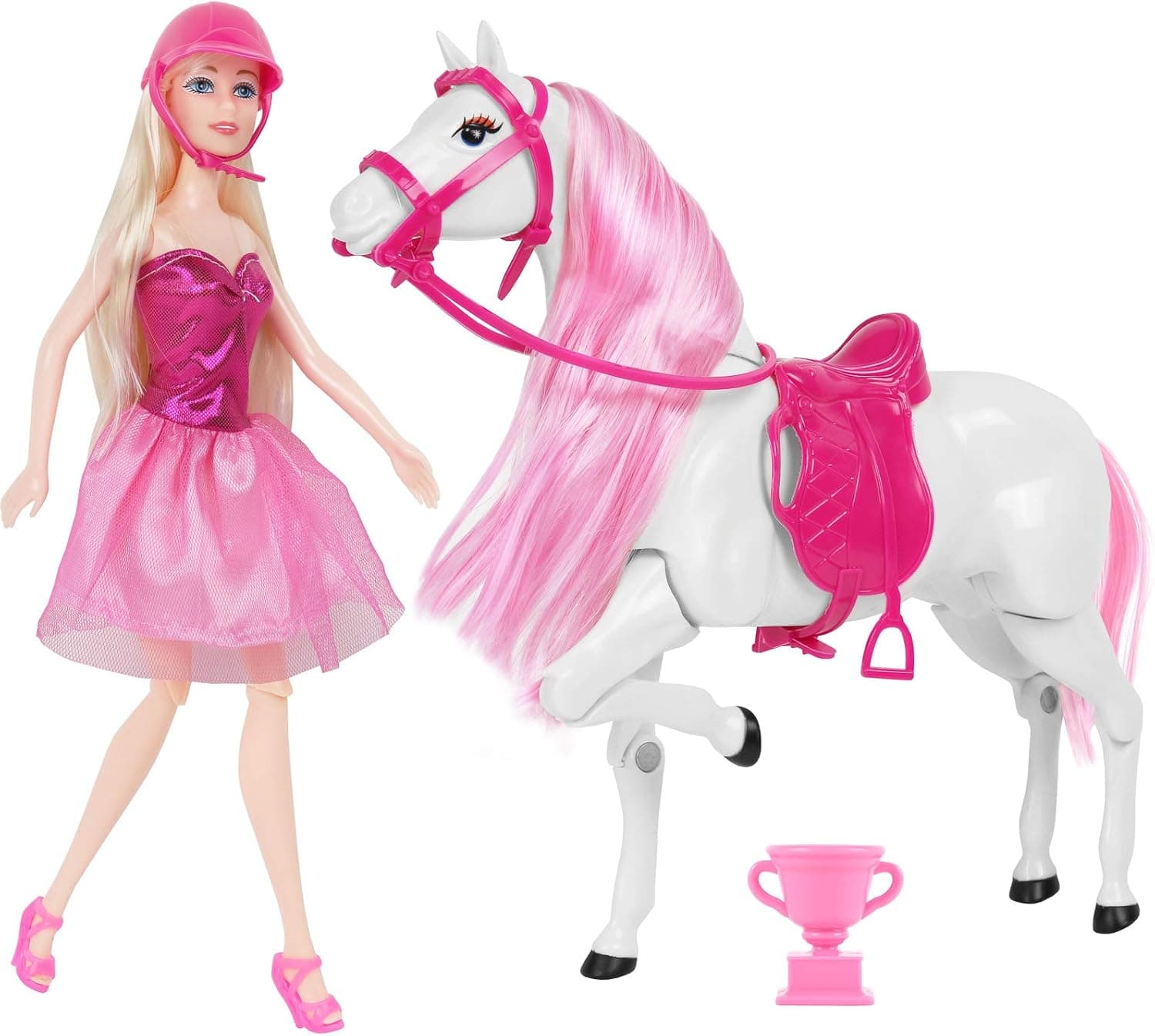 Kiddie Play Horse Toys for Girls with Fashion Doll Rider