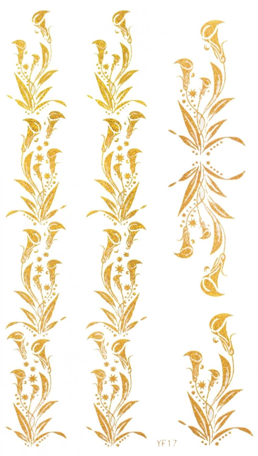 GGSELL GGSELL waterproof and non toxic product dimension 6.69""x3.74""(179.5cm) Morning Glory Golden gold temporary tattoos