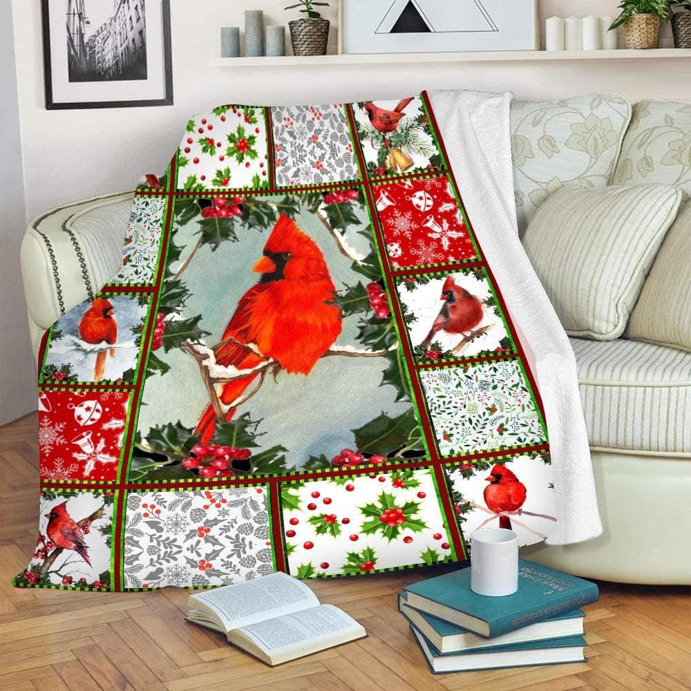 Valentine's Day Gift Blanket Red Bird Sherpa Blanket Super Soft Throw Fleece Warm Blanket for Bedroom Couch Sofa Living Room