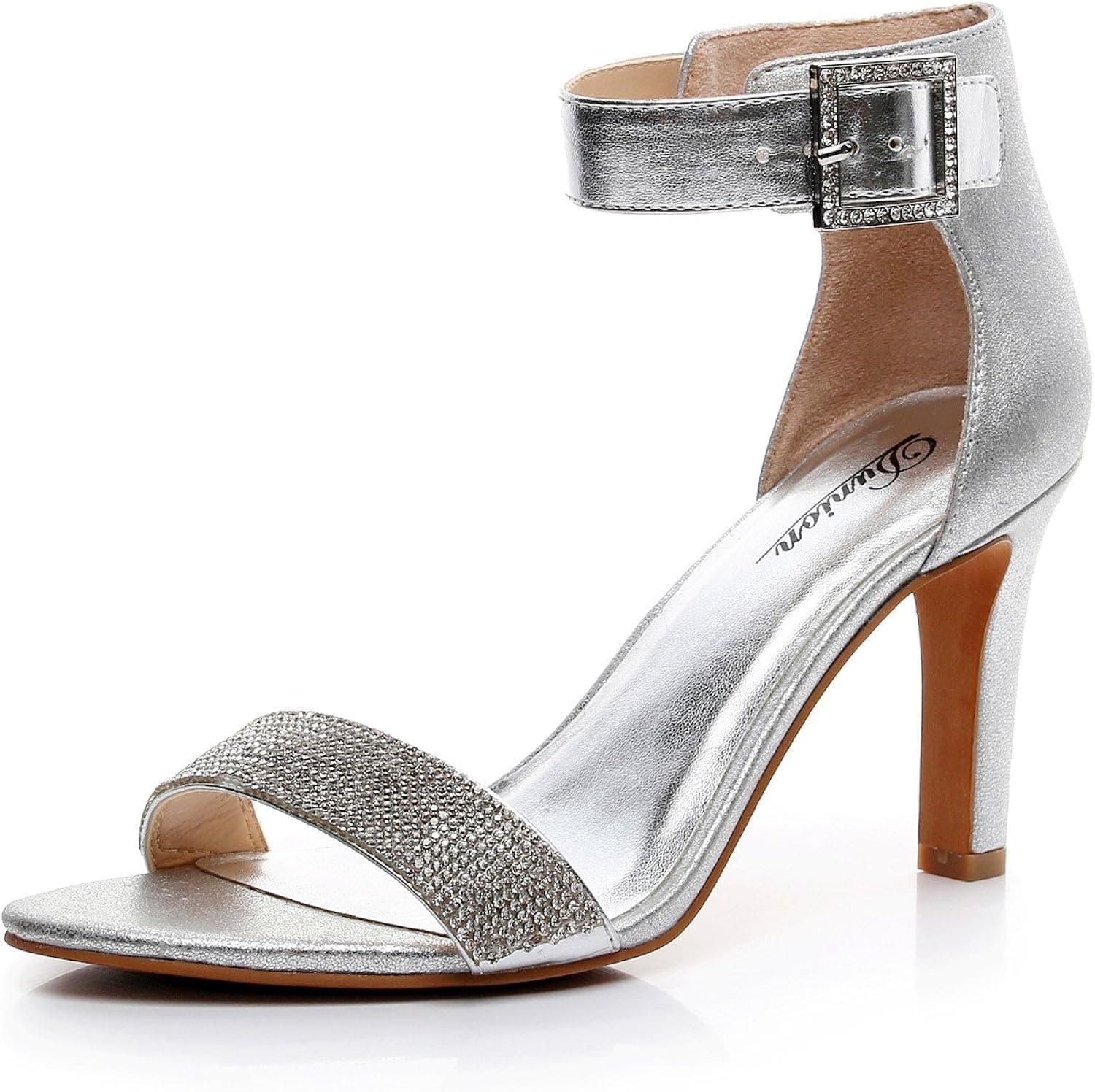 DUNION Women's Amy Rhinestone Strappy Stiletto High Heel Dress Sandal Party Prom Wedding Shoe