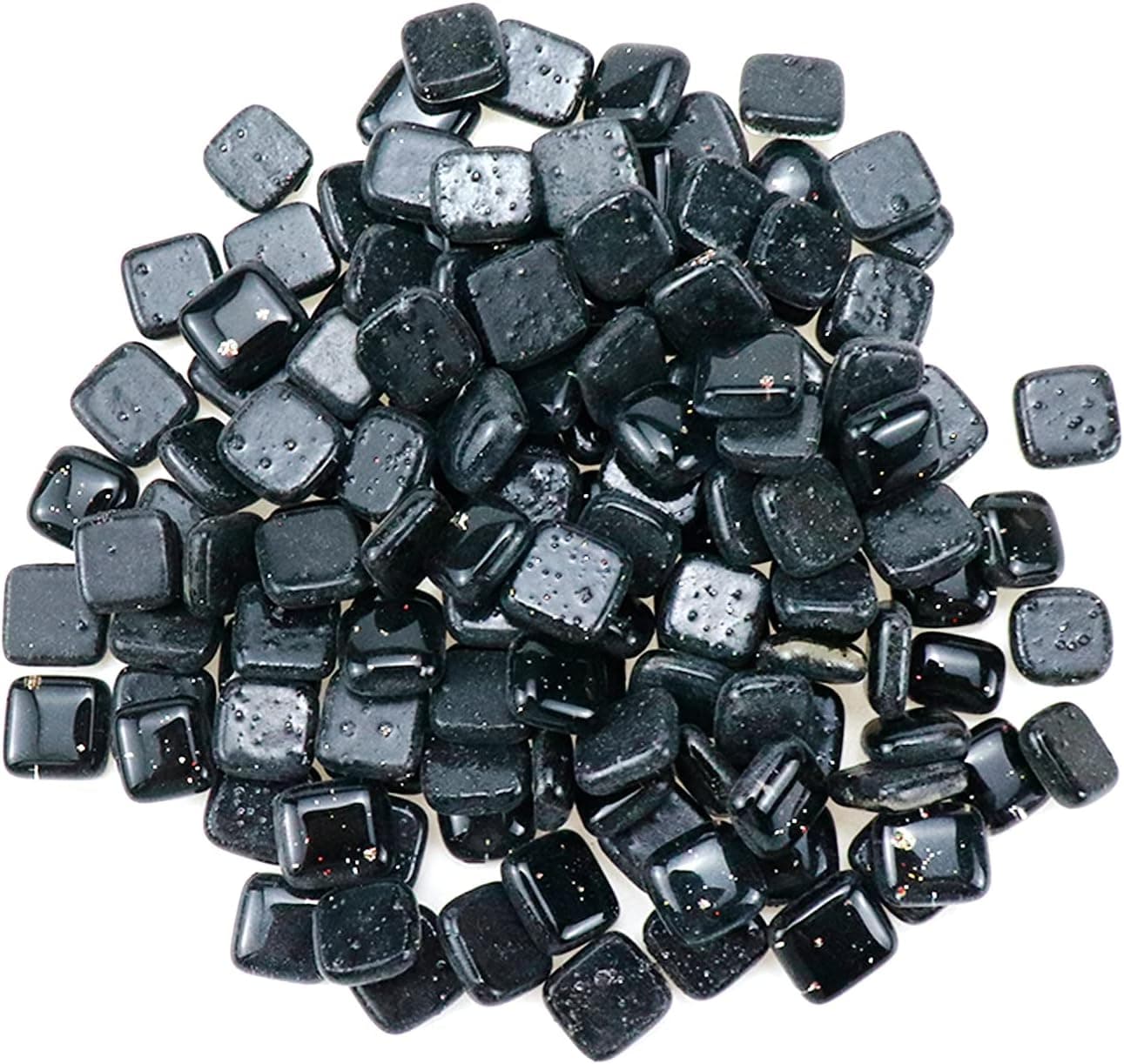 HONJIE 200g Glass Glitter Mosaic Supplies Irregular Assorted Color DIY Mosaic Tiles Stone Glass Shards for Art Crafts DIY Children Puzzle Handmade Materials Home Decor,Black Color