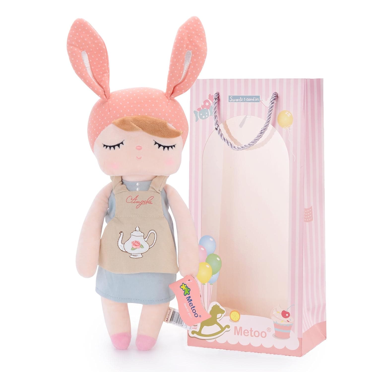 Me Too Baby Dolls Girl Gifts Stuffed Plush Doll Angela Bunny Girl Toys Brown Teapot 13 Inches