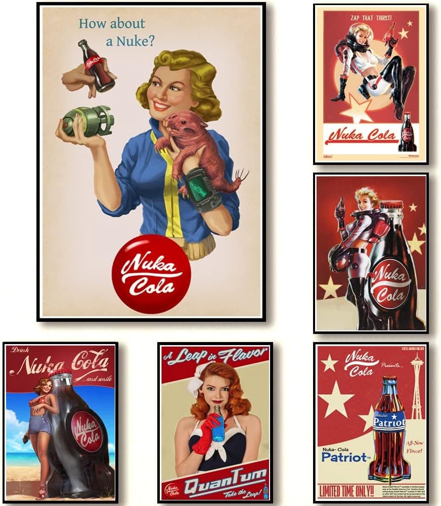 NA Set of 9pcs Vintage Nuka Cola Pin-up girl Poster Alternative Wall Art Home Decal Unframed 11.6x16.5inch(30x42cm) X9pcs