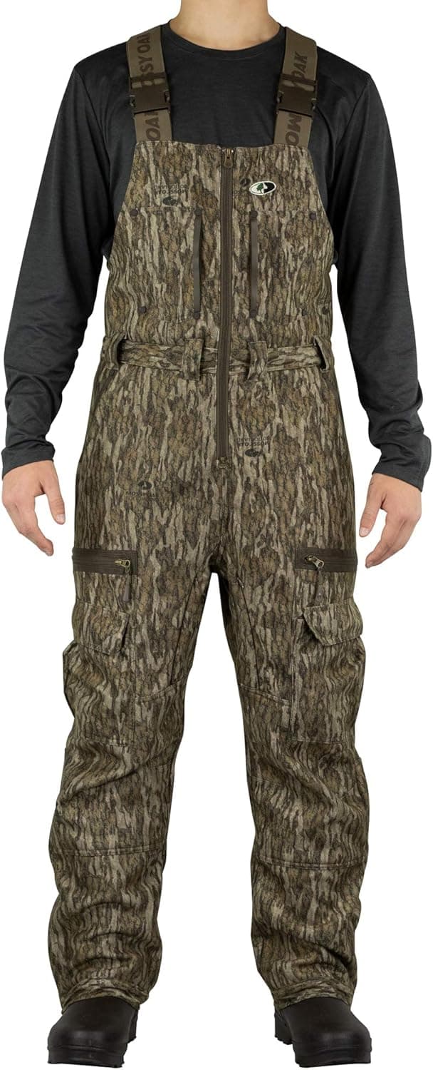 Mossy Oak mens Sherpa 2.0 Fleece Lined Camo Hunting Bib Overalls for Men