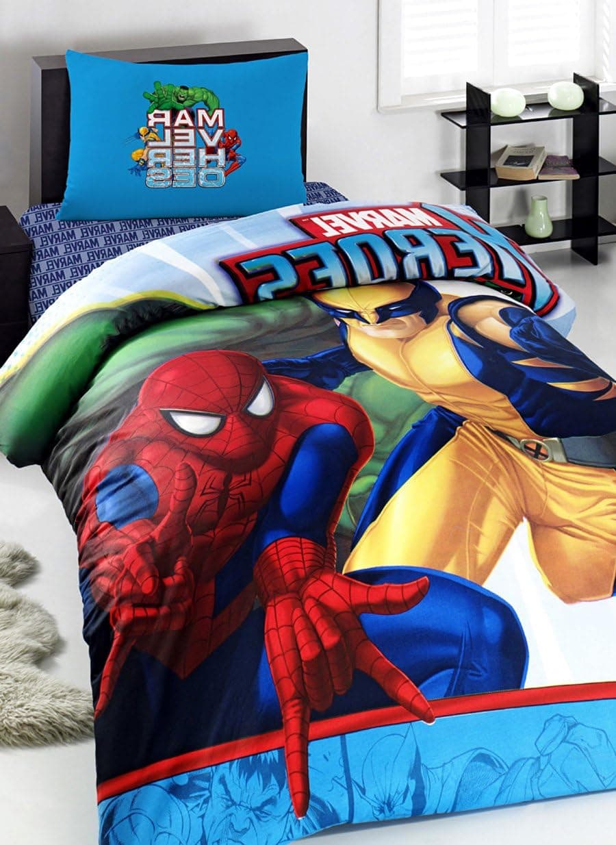 Spiderman Super Heroes Boy's Quilt/Duvet Cover Set Single/Twin Size Kids Bedding 100% Turkish Cotton