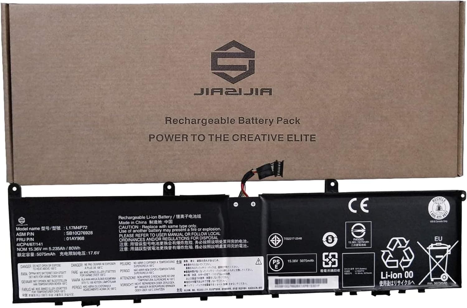 JIAZIJIA 01AY968 Laptop Battery Replacement for Lenovo ThinkPad P1 X1 Extreme 1st Gen 2018 2nd Gen 2019 Series SB10Q76928 L17M4P72 L18M4P71 SB10S57317 01YU911 L17C4P72 SB10Q76929 01AY969 15.36V 80Wh