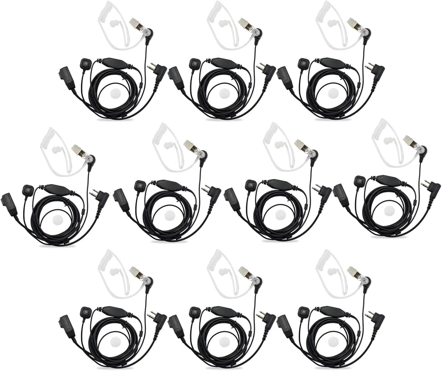abcGoodefg® 2 pin Covert Acoustic Tube Earpiece Headset Mic with Finger PTT for Motorola Two Way Radio CP200 CLS1110 PR400 CP100 EP450 GTX GP300 P1225 CP185 P110 SP50 earpiece(10 Pack)