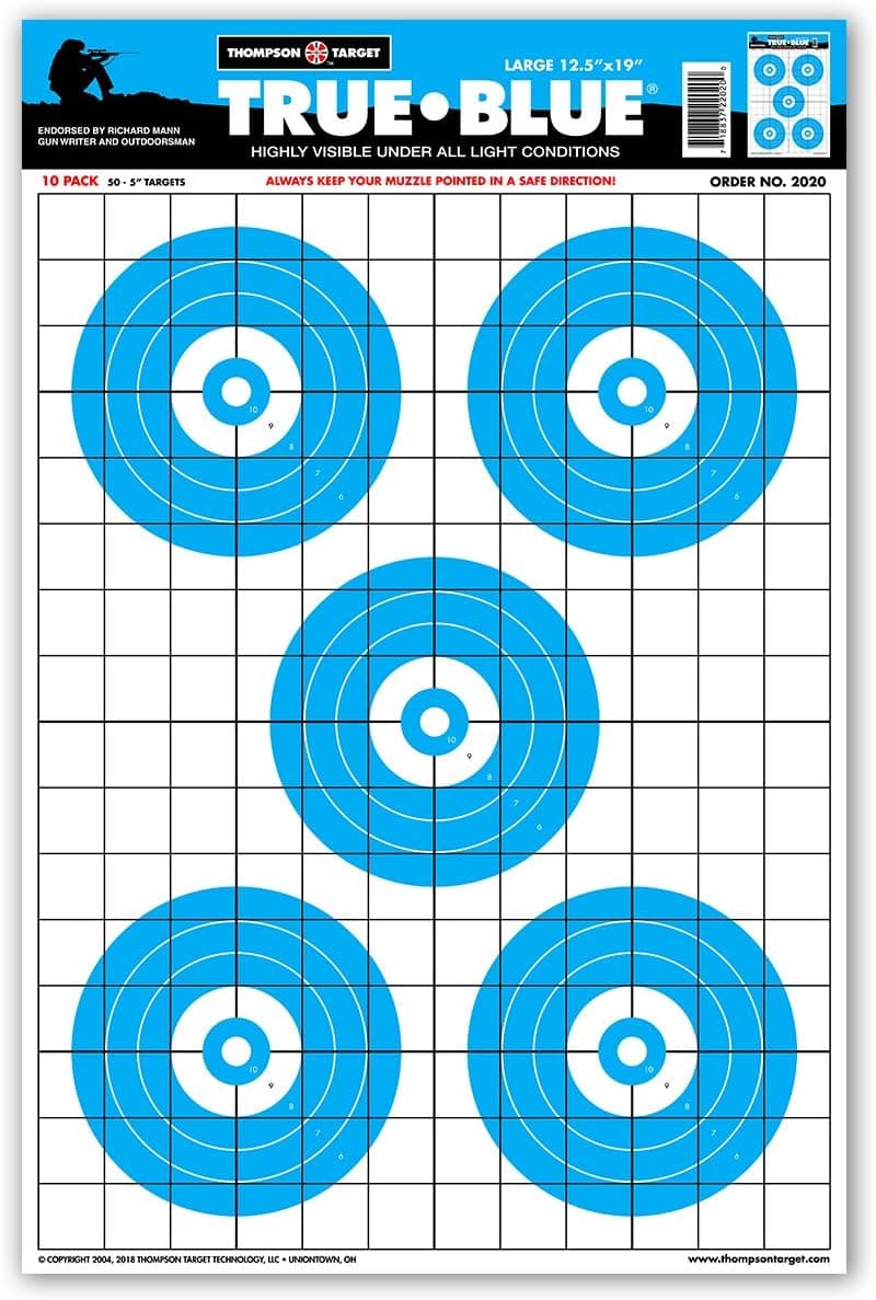 True Blue Low Light - Paper Gun Range Shooting Targets 12.5"x19"