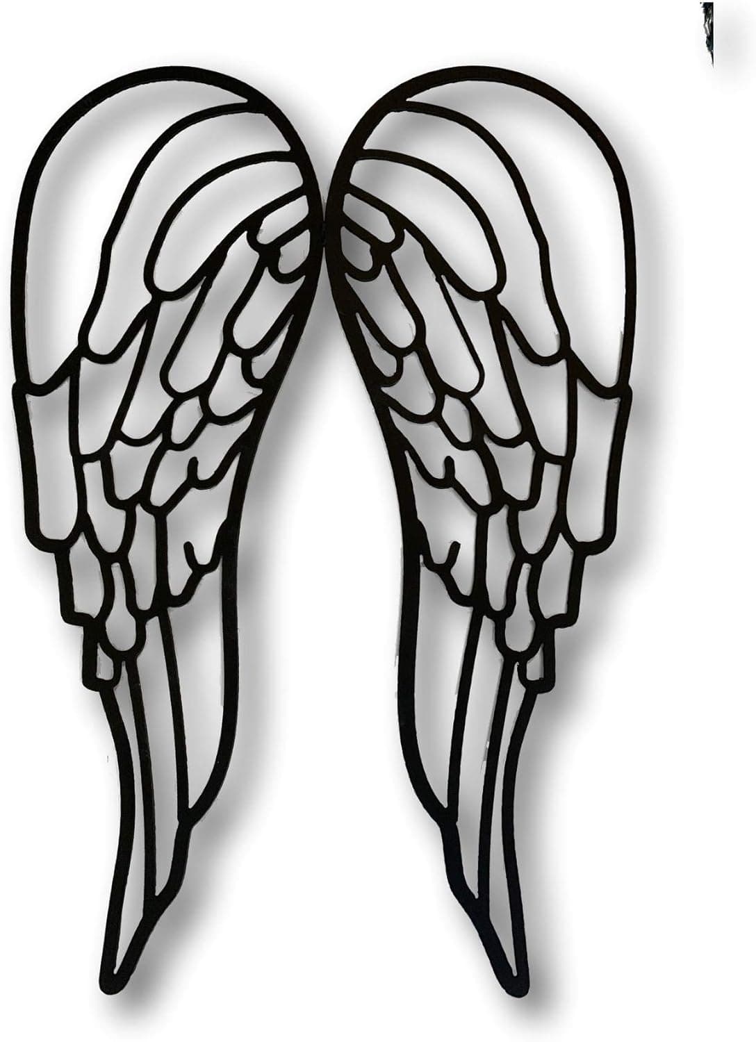 21 inch Beautiful Artisan Metal Angel Wings Home Wall Decor Large (Solid Black)