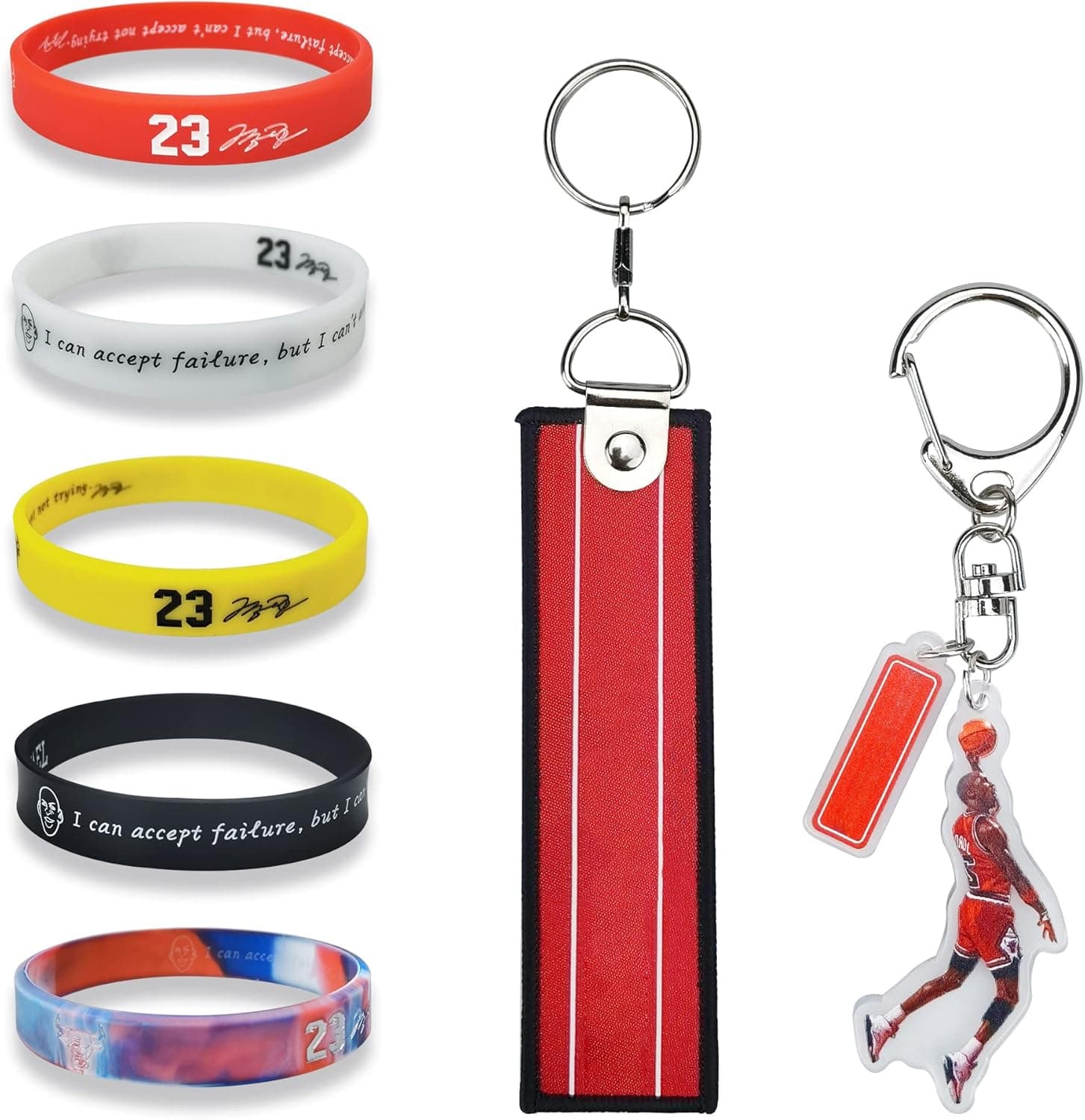 HMWIWAR Basketball Silicone-Bracelet Basketball-Star Keychain, Sport Star Signature Rubber Wristbands for Men, Basketball Accessories Sports Wristbands Gifts for Mens Boys (7-Pack)