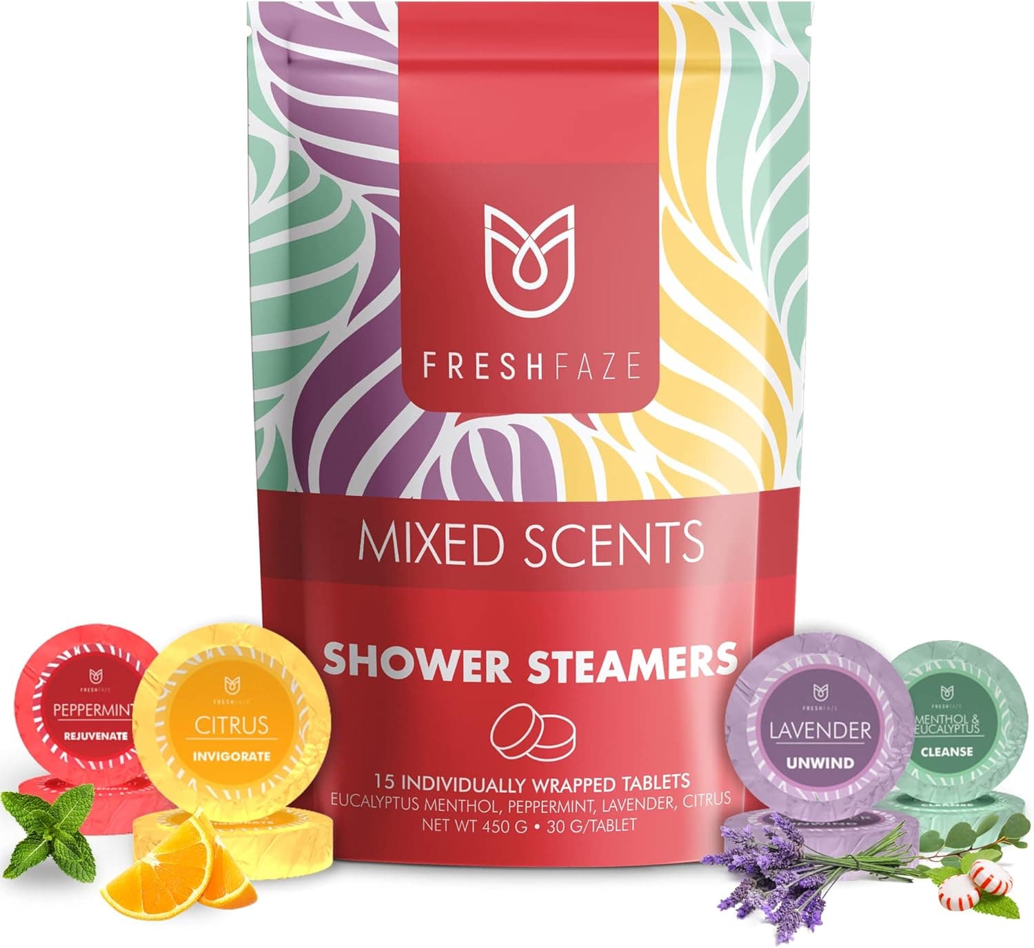 Fresh Faze Mixed Shower Steamer - Mothers Day Gifts for Mom, Shower Bombs, Shower Steamers Aromatherapy, Gift for her, Self Care Gifts for Women - Made from Organic Essential Oils - 15 Tablets