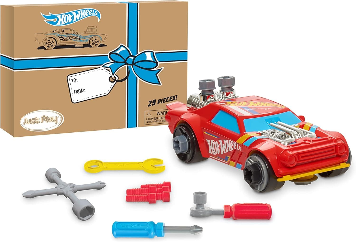 Hot Wheels Ready to Race Car Builder, 29 Pieces for Kids to Customize Their Own Toy Car, Red Kids Car, by Just Play