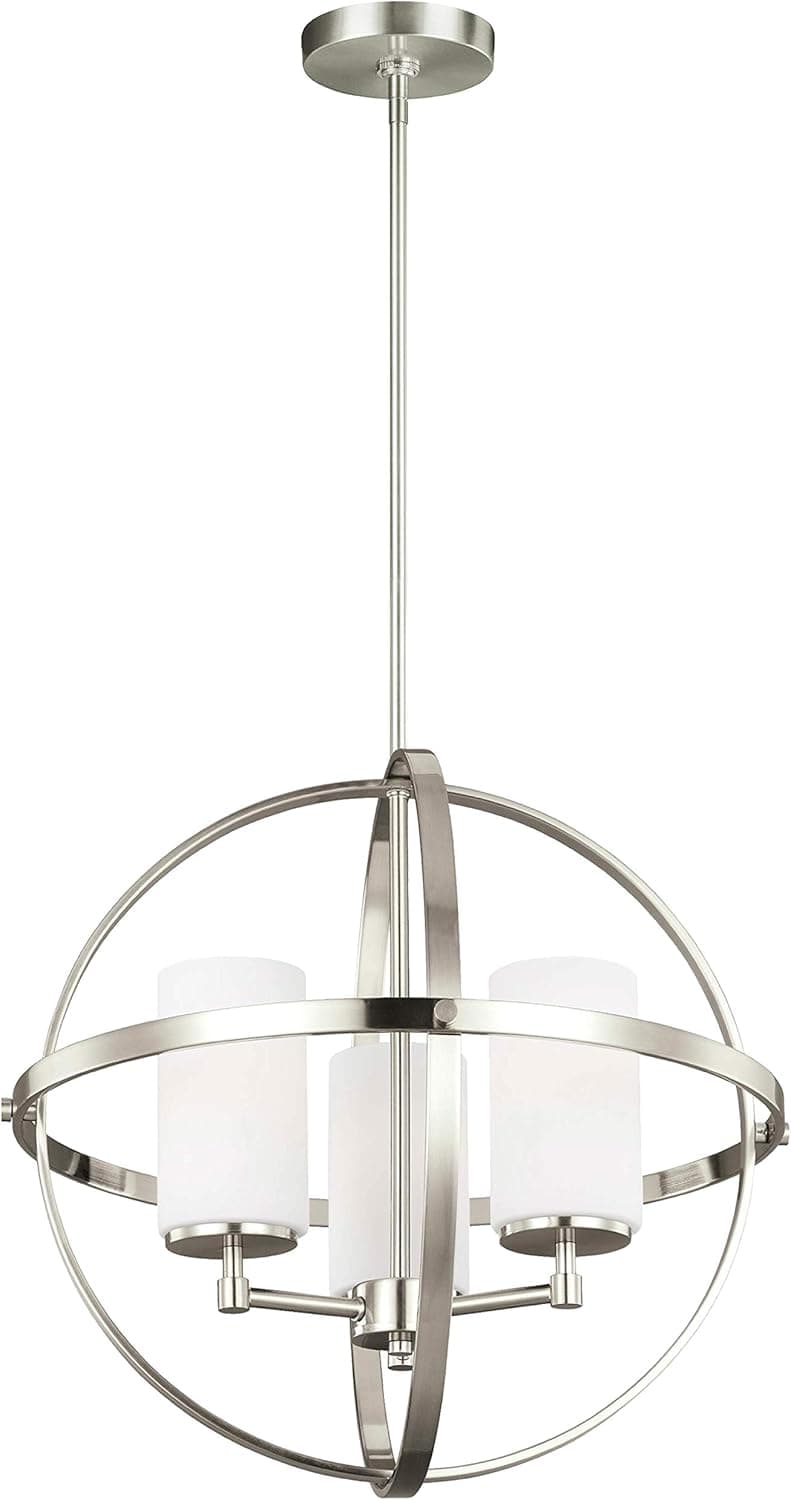 Sea Gull Lighting 3124603-962 Alturas Three-Light Chandelier Hanging Modern Fixture, Brushed Nickel Finish