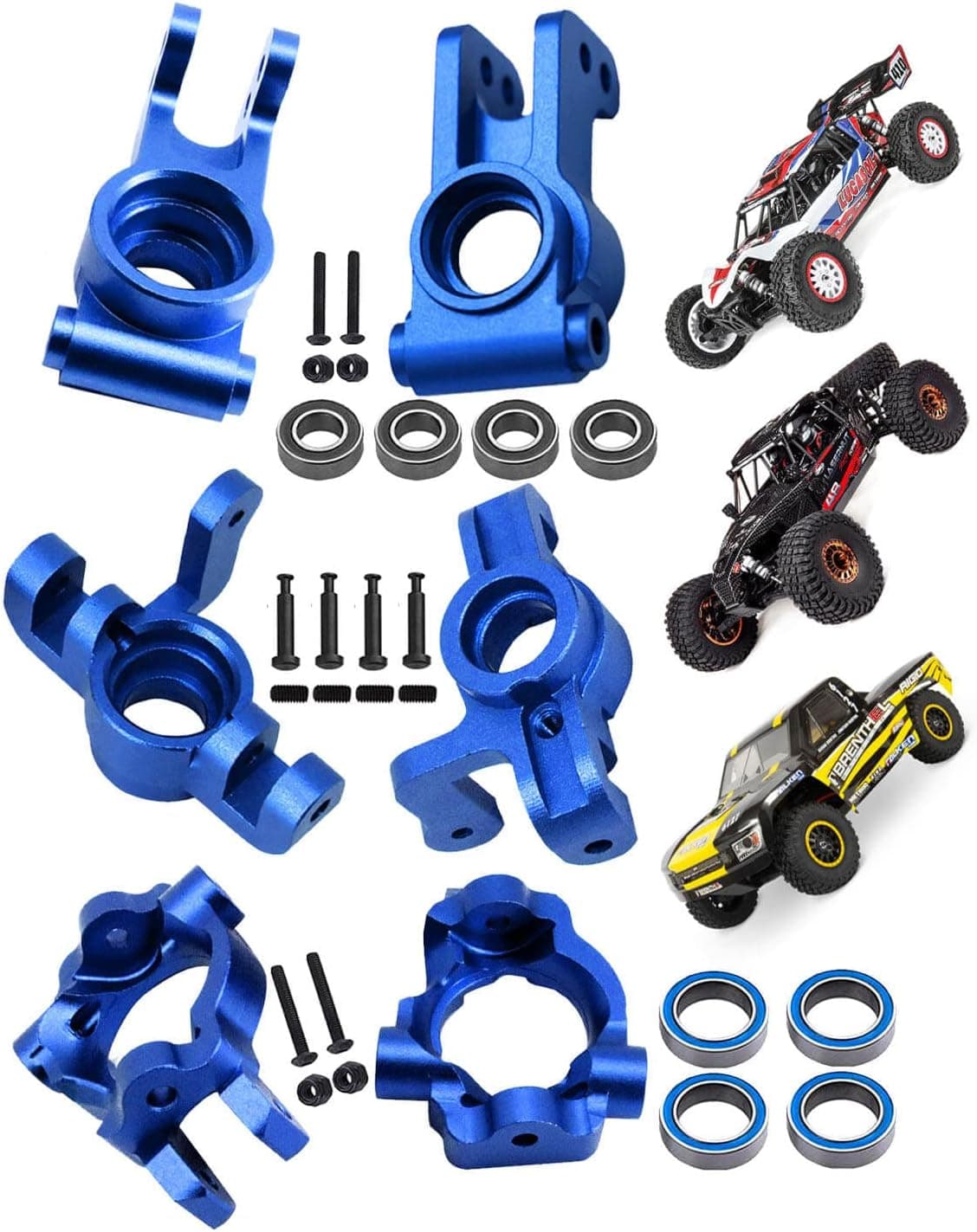 RC Upgrades Part for 1/10 Losi,Aluminum Steering Blocks Caster Blocks Rear C-Hubs Stub Axle Carriers for Losi Lasernut U4,Tenacity DB Pro,Tenacity TT Pro 4WD SCT,Replace #LOS234018,LOS234020,Navy Blue