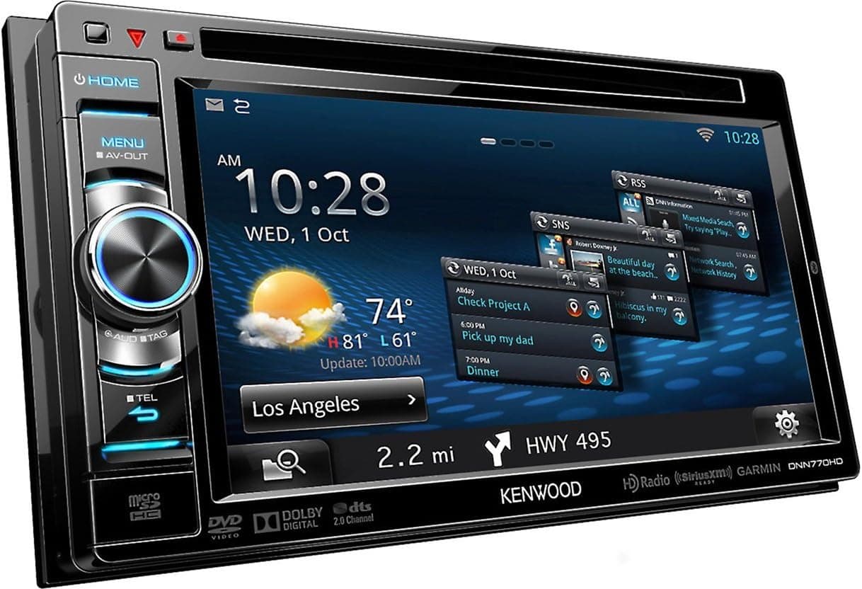 Kenwood eXcelon DNN770HD Double-Din In-Dash DVD Car Stereo w/ GPS, Bluetooth, 6.1in Touchscreen Monitor and Wi-Fi Ready (Renewed)