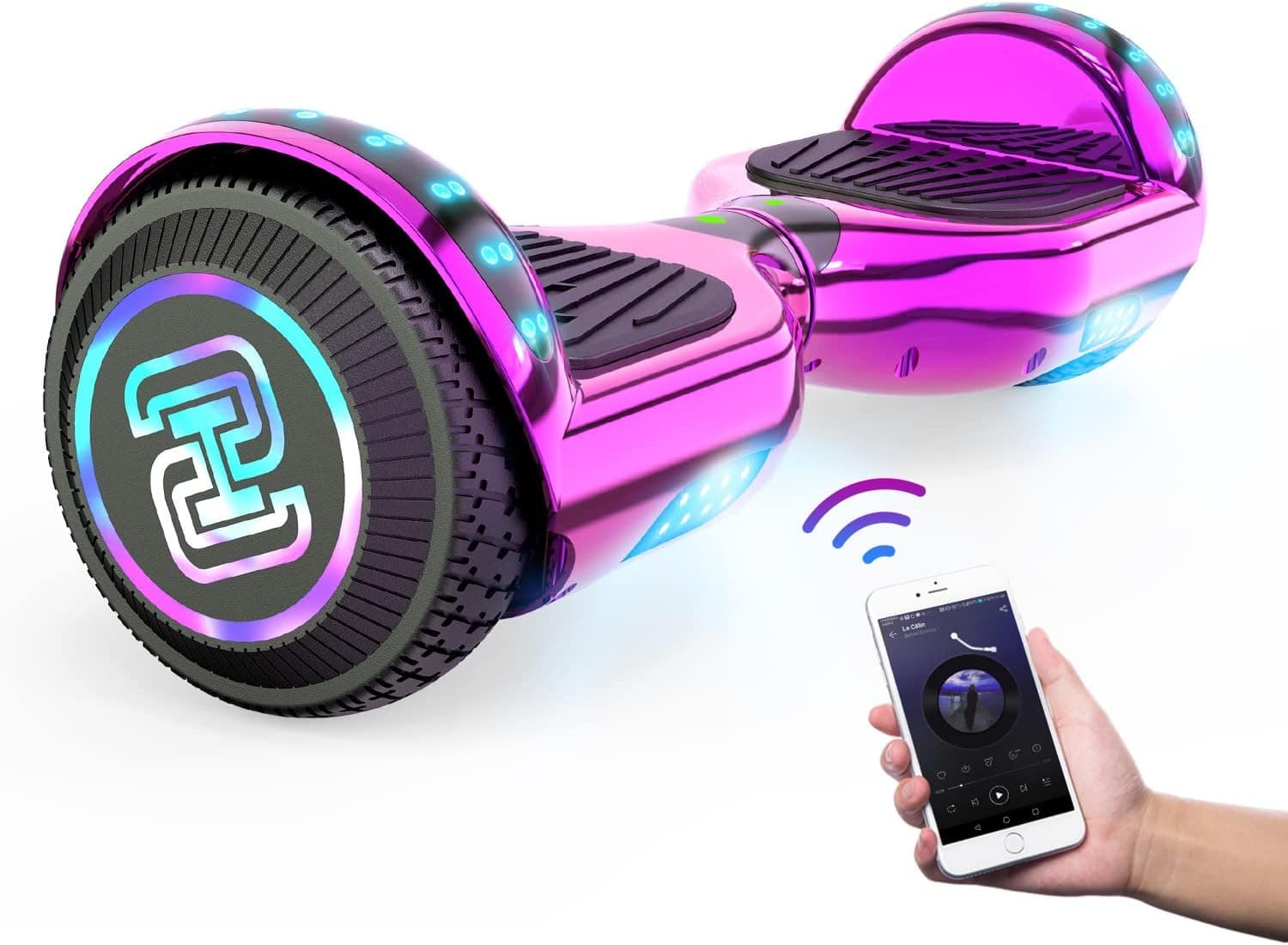 SISIGAD Hoverboard, with Bluetooth and Colorful Lights Self Balancing Scooter
