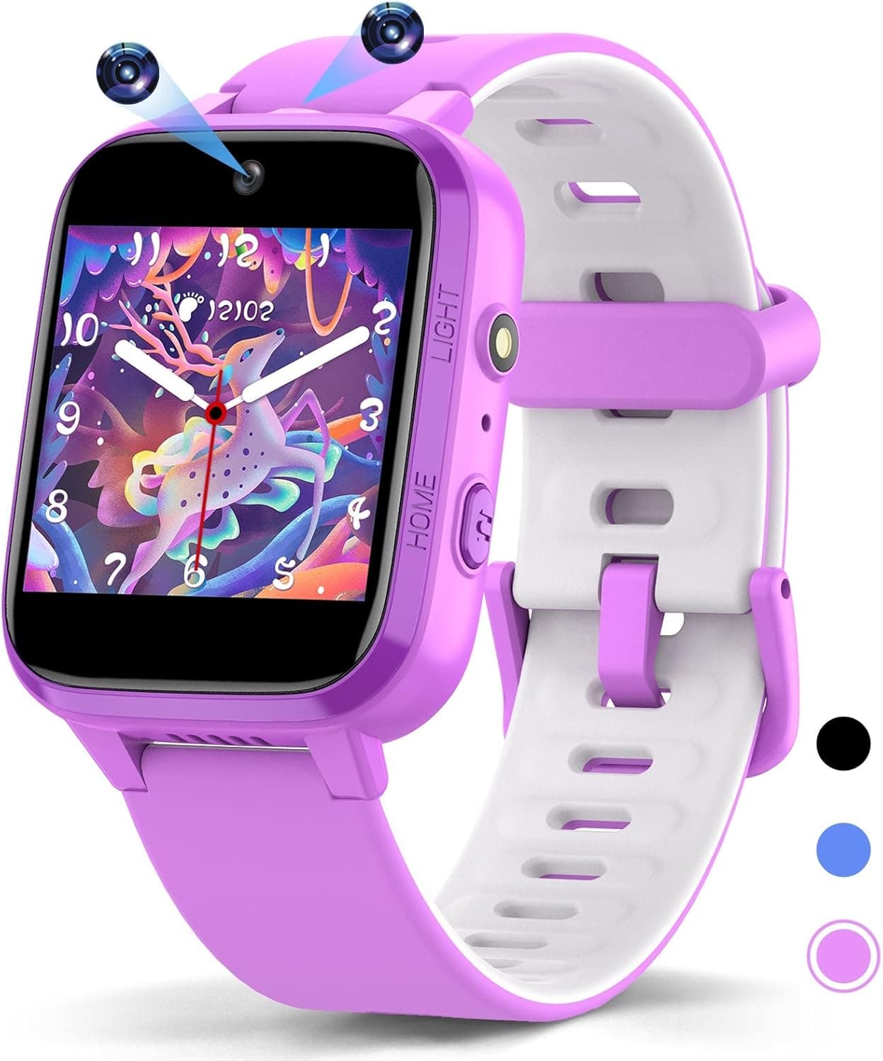 MgaoLo Kids Smart Watch for Girls Boys,HD Touch Screen Toys with 16 Puzzle Games Music Video Player Dual Camera Pedometer Flashlight Alarm Clock,Birthday for 3 -10 Years Old (Purple)