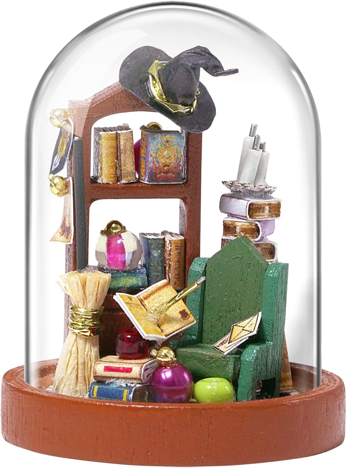 SPILAY DIY Dollhouse Miniature with Wooden Furniture,DIY Dollhouse Kit Mini World Series with Glass Cover,1:24 3D Creative Room Gift for Adult Teenager Lover(Fingertip Magic)