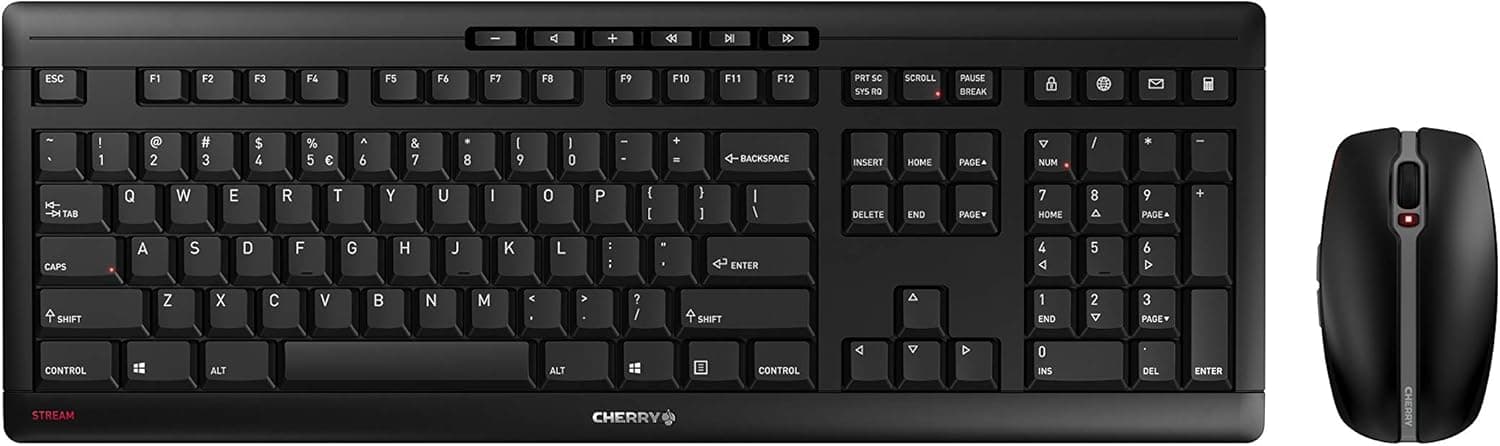 Cherry Stream Desktop - Wireless Keyboard and Mouse Combo - US Layout - QWERTY Keyboard - Black